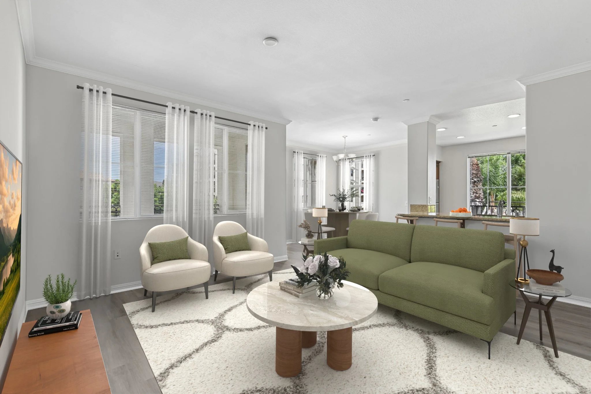 Living Room in 3x2 Unit