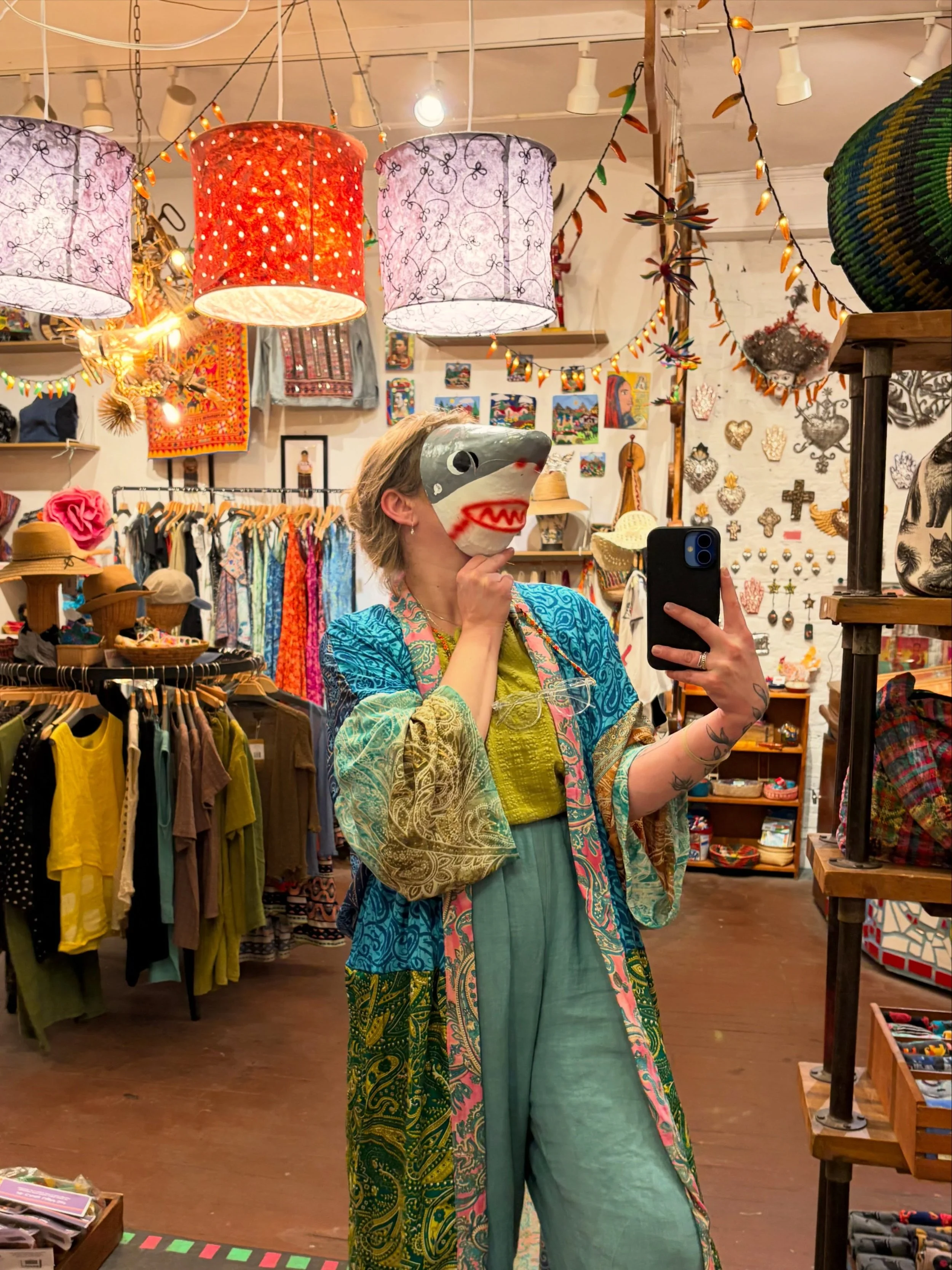 &ldquo;We&rsquo;ll make great pets...&rdquo; 🎶 🐾

Testing out the paper m&acirc;ch&eacute; mask collection in the best selfie mirror on South Street! Perfect for wearing, hanging on your wall, or just making sure no one recognizes you while you run