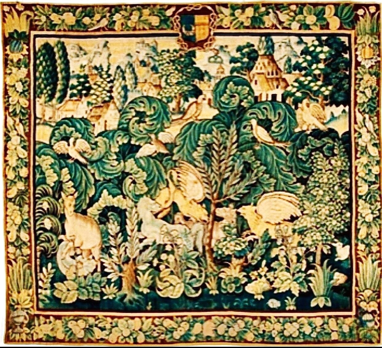 Authentic Mid-16th Century Flemish Feuilles D'Aristoloche Tapestry – Rare Landscape & Wildlife Design