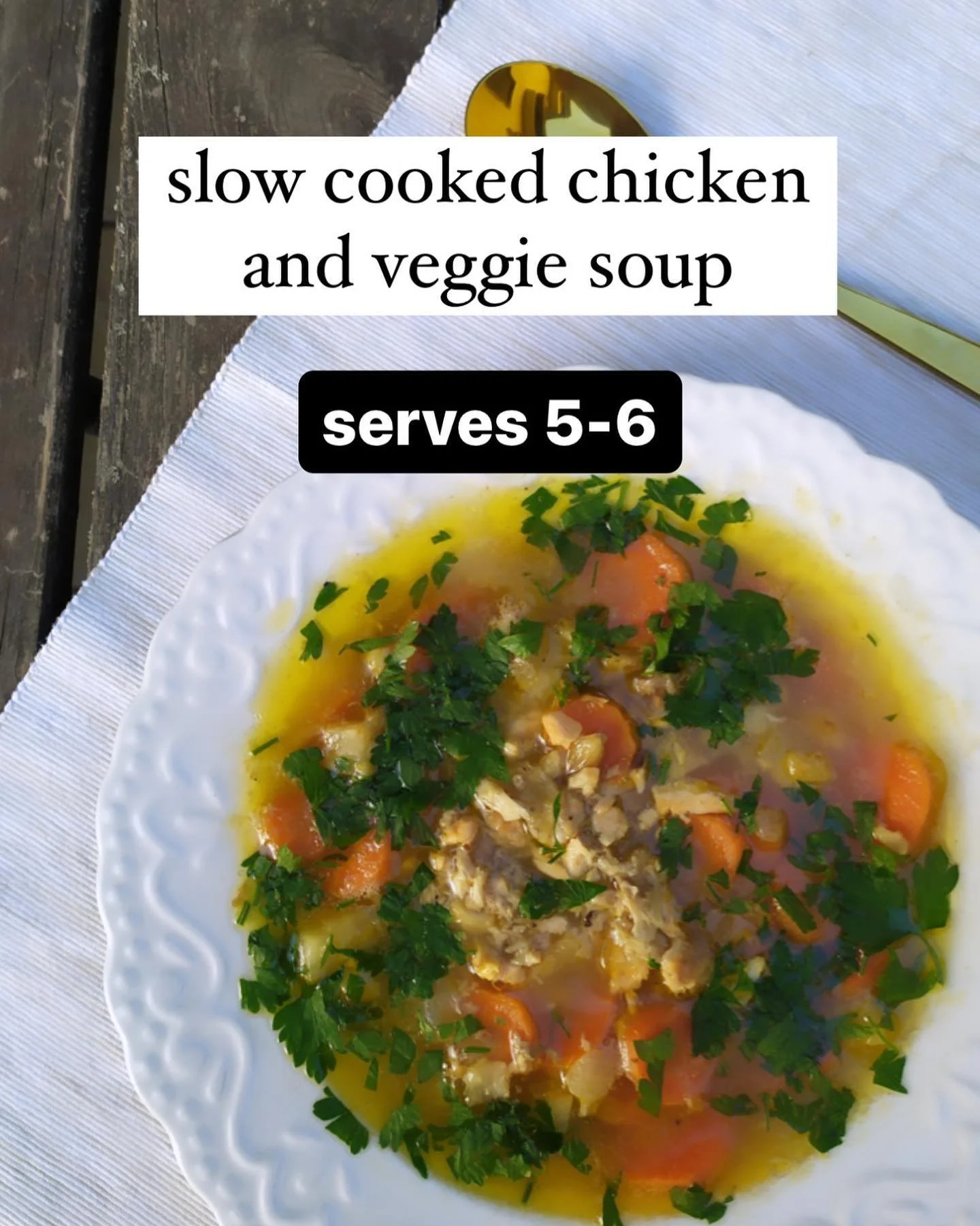 Slow cooked chicken and veggie soup 🍜 

This veggie-packed, nutrient-dense soup couldn&rsquo;t be quicker or easier to prepare. It&rsquo;s full of flavour, and is such a comforting, warming dinner option you&rsquo;ll want to come back to time and ti