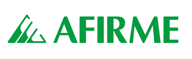 Logotipo con símbolo de montaña y el texto "AFIRME" en letras verdes.