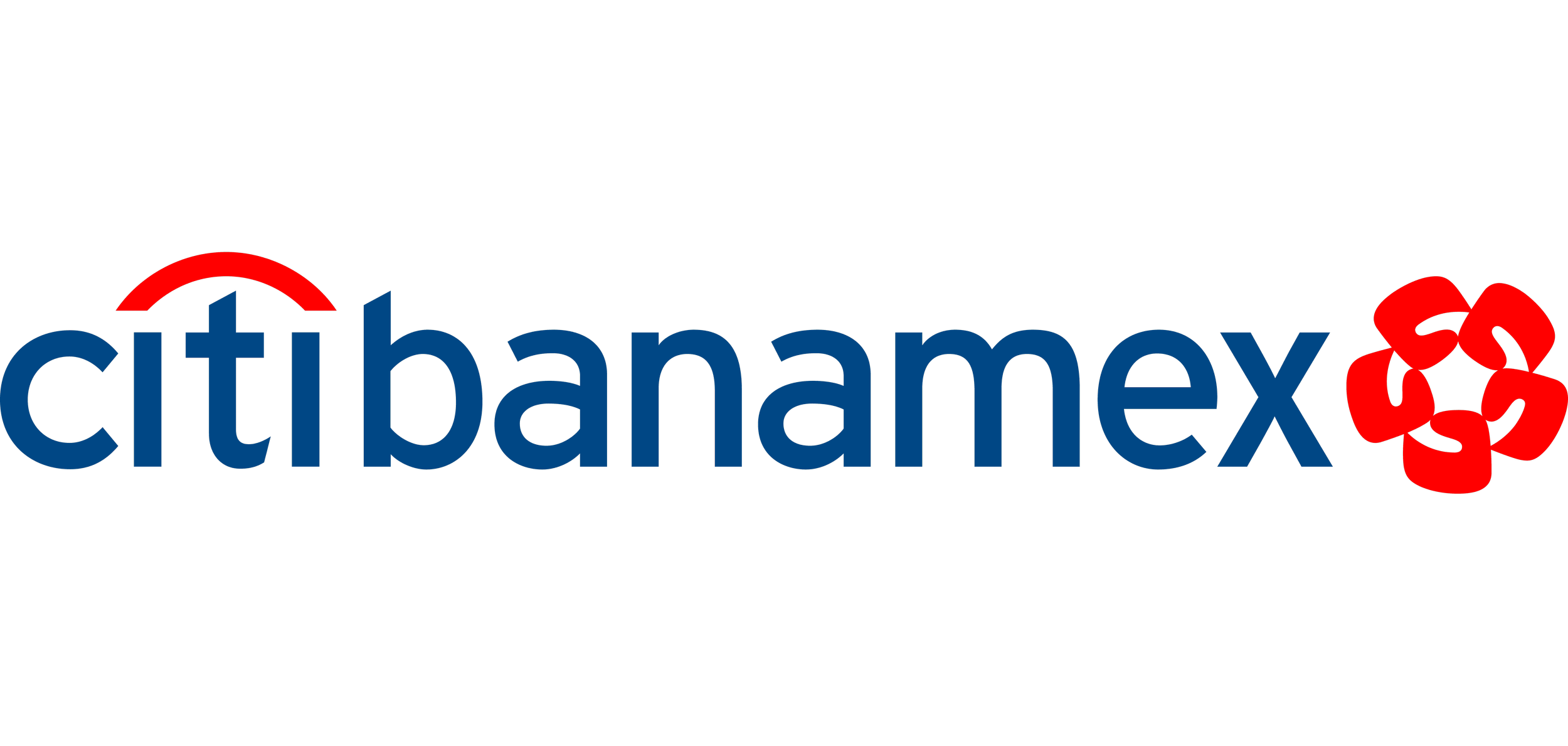 Logotipo de Citibanamex con letras en azul y símbolo en rojo.
