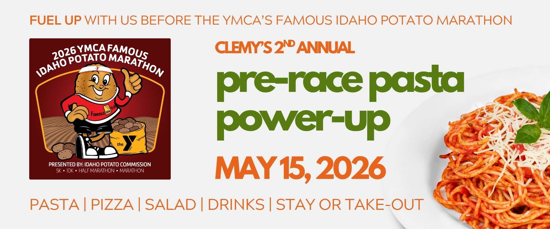 Treasure Valley YMCA's Famous Idaho Potato Marathon: Get dinner for the whole family at the bib pickup & support Clemy's Crew!