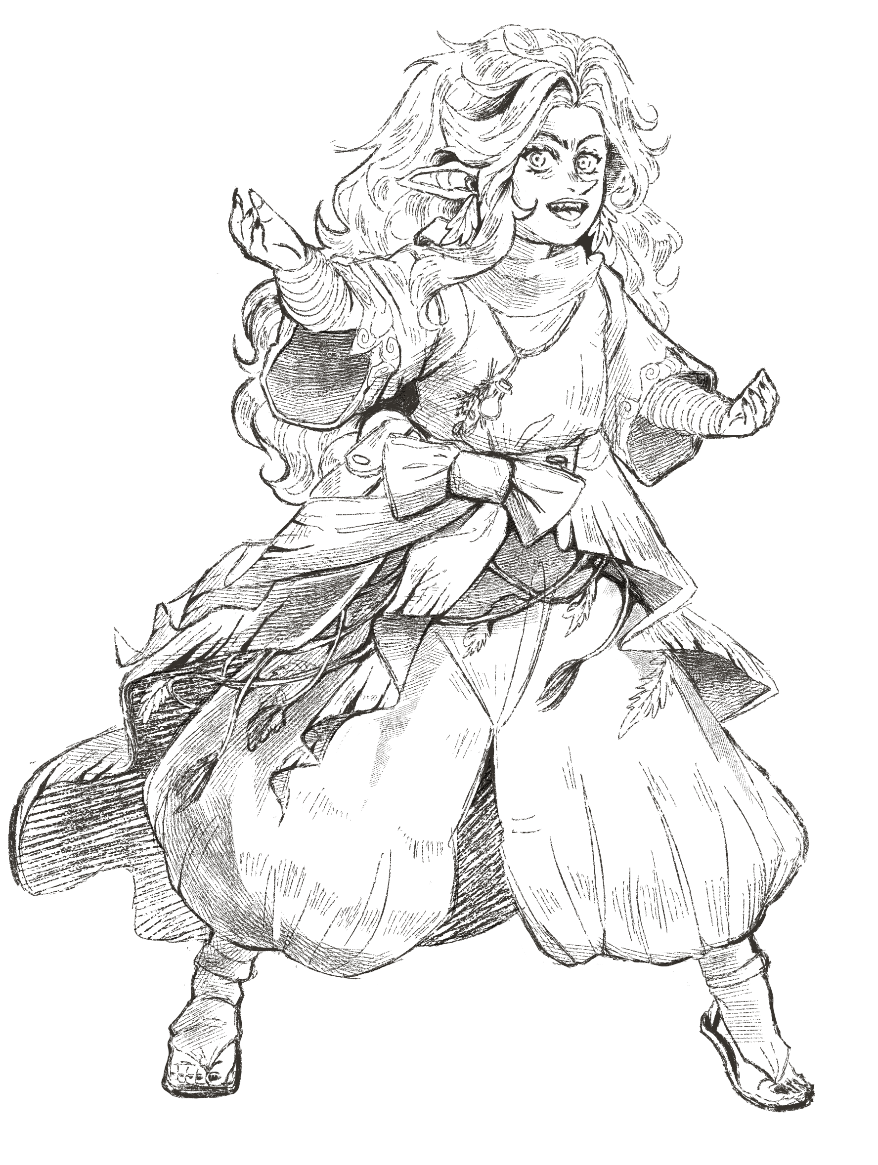 ClipStudio Paint and Photoshop, Goblin woman speaking with her hands for a client's fantasy story.