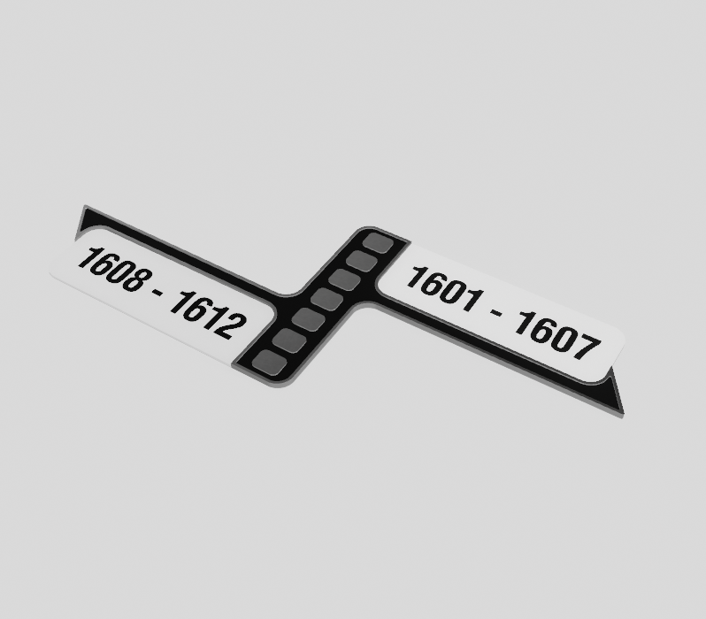 A foldable paper or card with two separate date ranges, connected by a filmstrip-like strip in the middle.