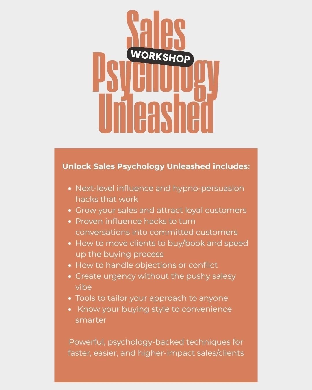💥 Ready to sell smarter &mdash; not harder?

Sales Psychology Unleashed is where high-converting sales meets human psychology.
No pushy tactics. No awkward scripts. Just powerful tools that actually work. 🧠🔥

✨ What you&rsquo;ll unlock:
&rarr; Inf