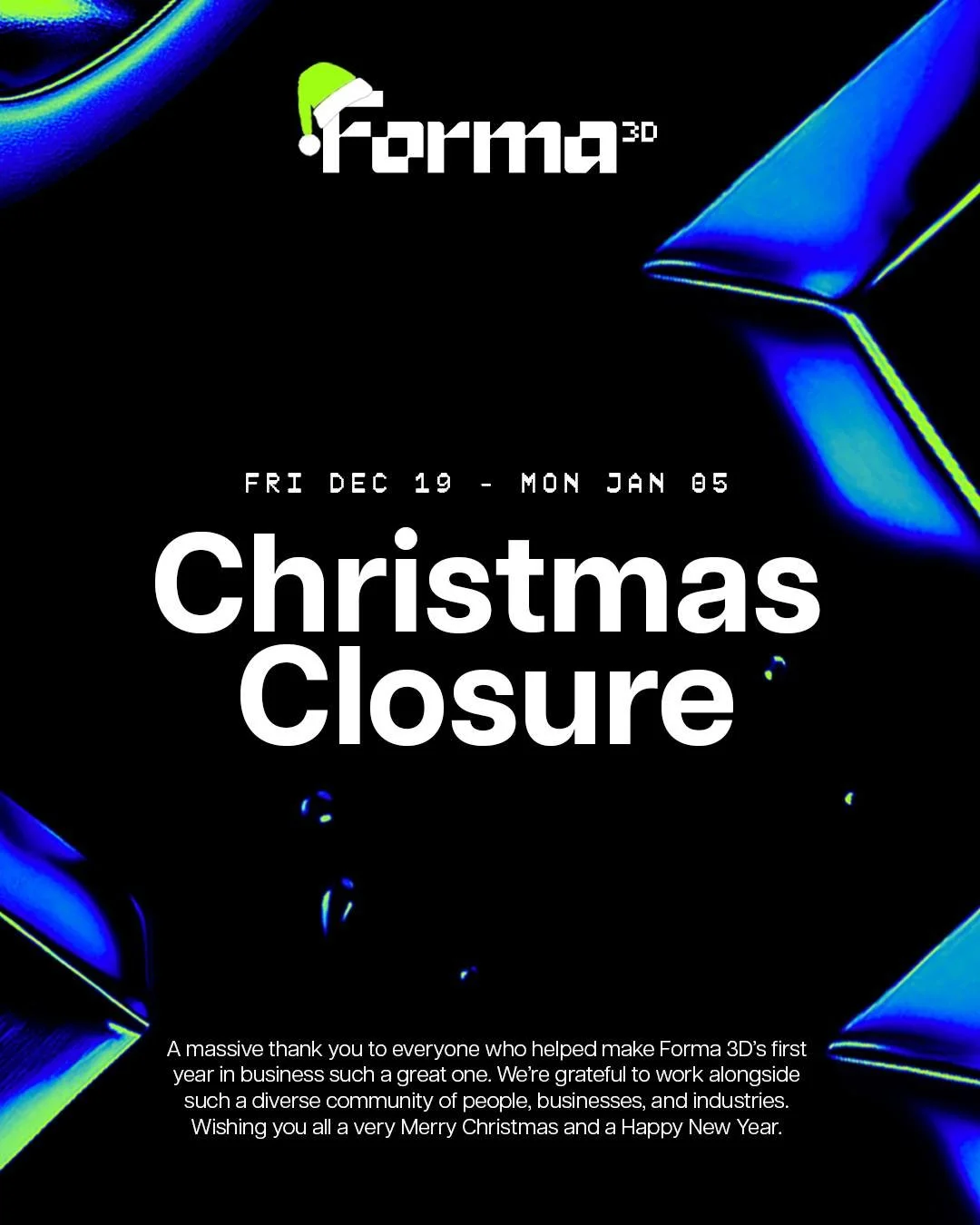 Tomorrow we close shop for the year, thank you for an amazing first  year.  Wishing you all a very Merry Christmas and a Happy New Year 🎅