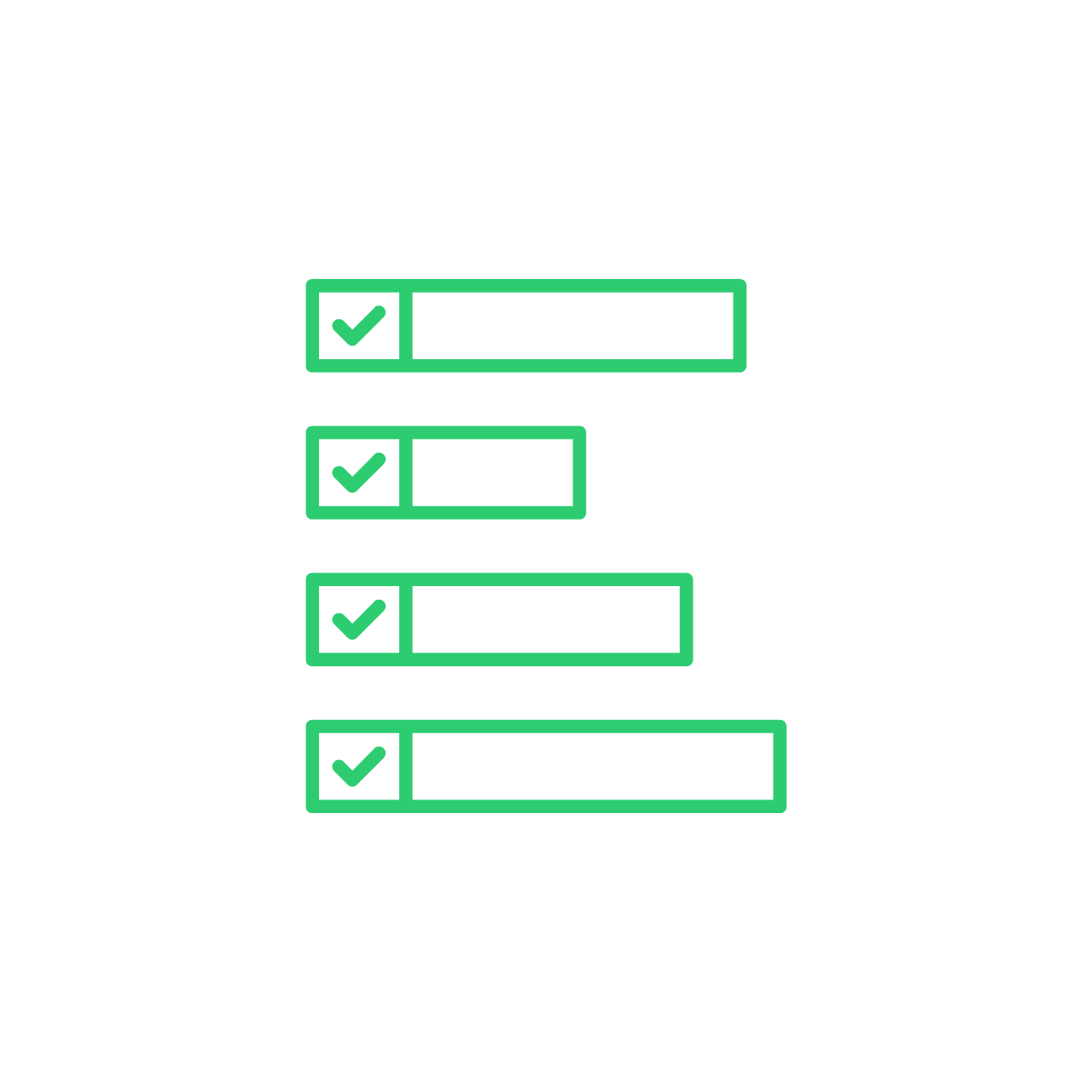 Checklist with four items, each with a green checkmark in the box on the left side.