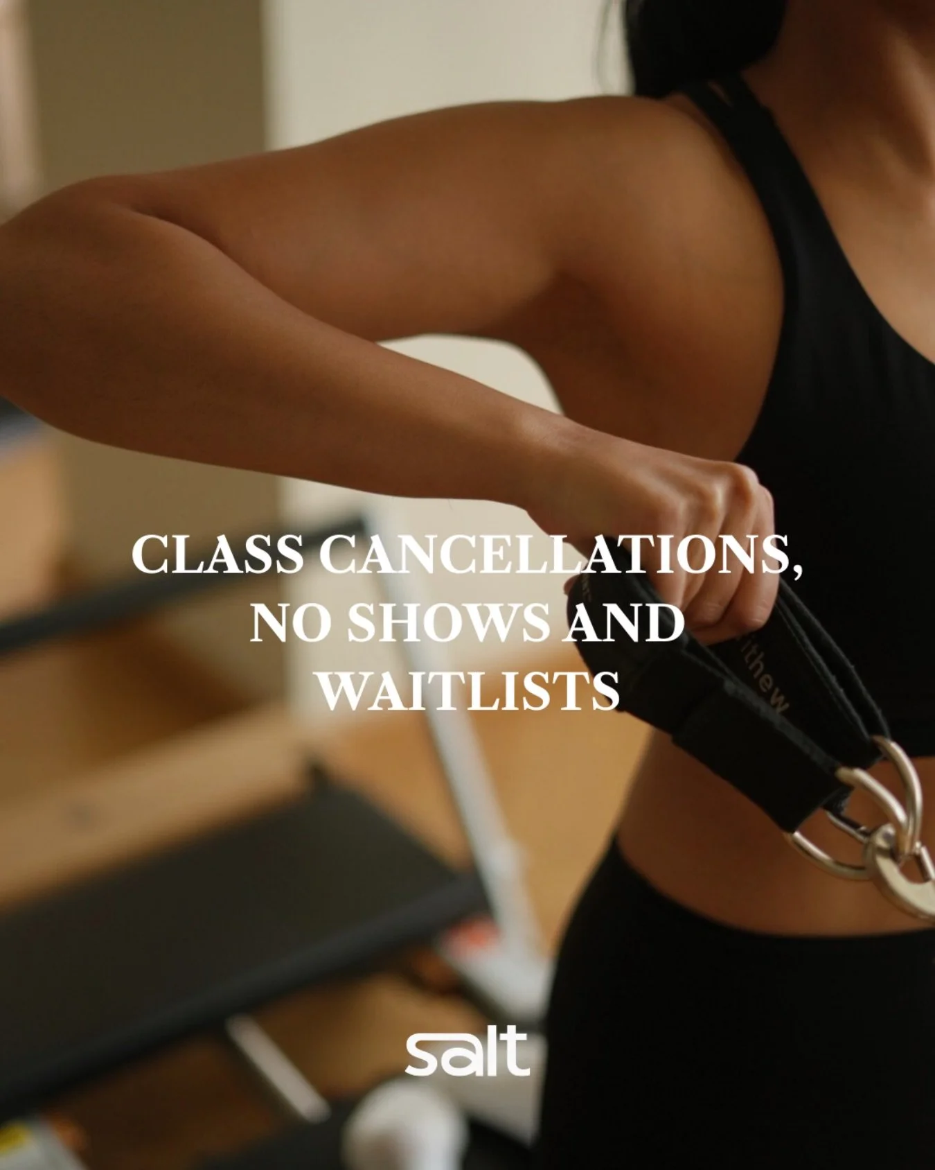 To keep things fair for everyone (especially those on the waitlist), classes at Salt Fitness can be cancelled up to 6 hours before the start time.⏱️

⚠️ If you do not show up or cancel within the 6-hour window, the class credit will be lost.

Thank y