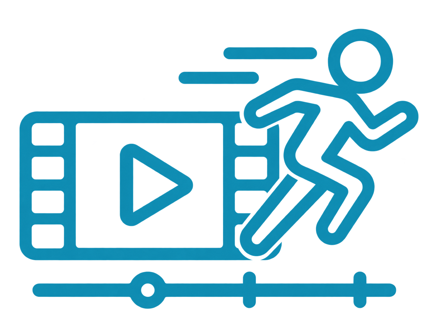 animation icon showing a man running and an editing suite timeline