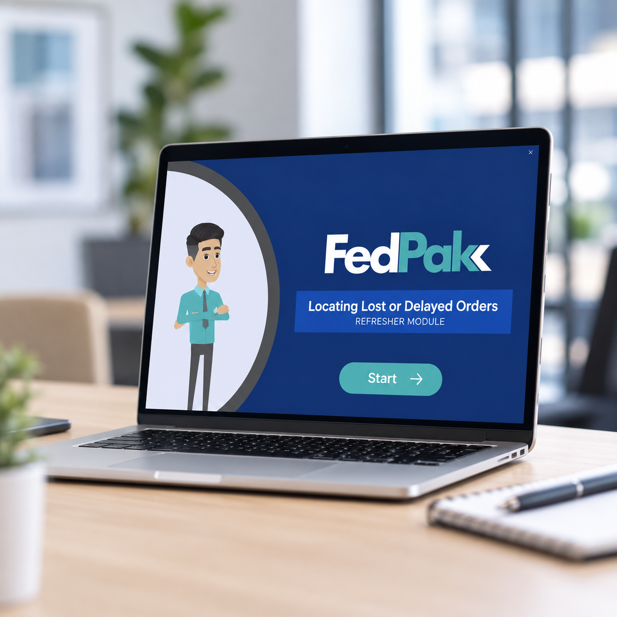 picture of the FedPak course starting page on a laptop screen