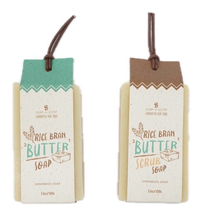 Rice Bran Butter Soap and Scrub Soap, handmade in Chiang Mai
