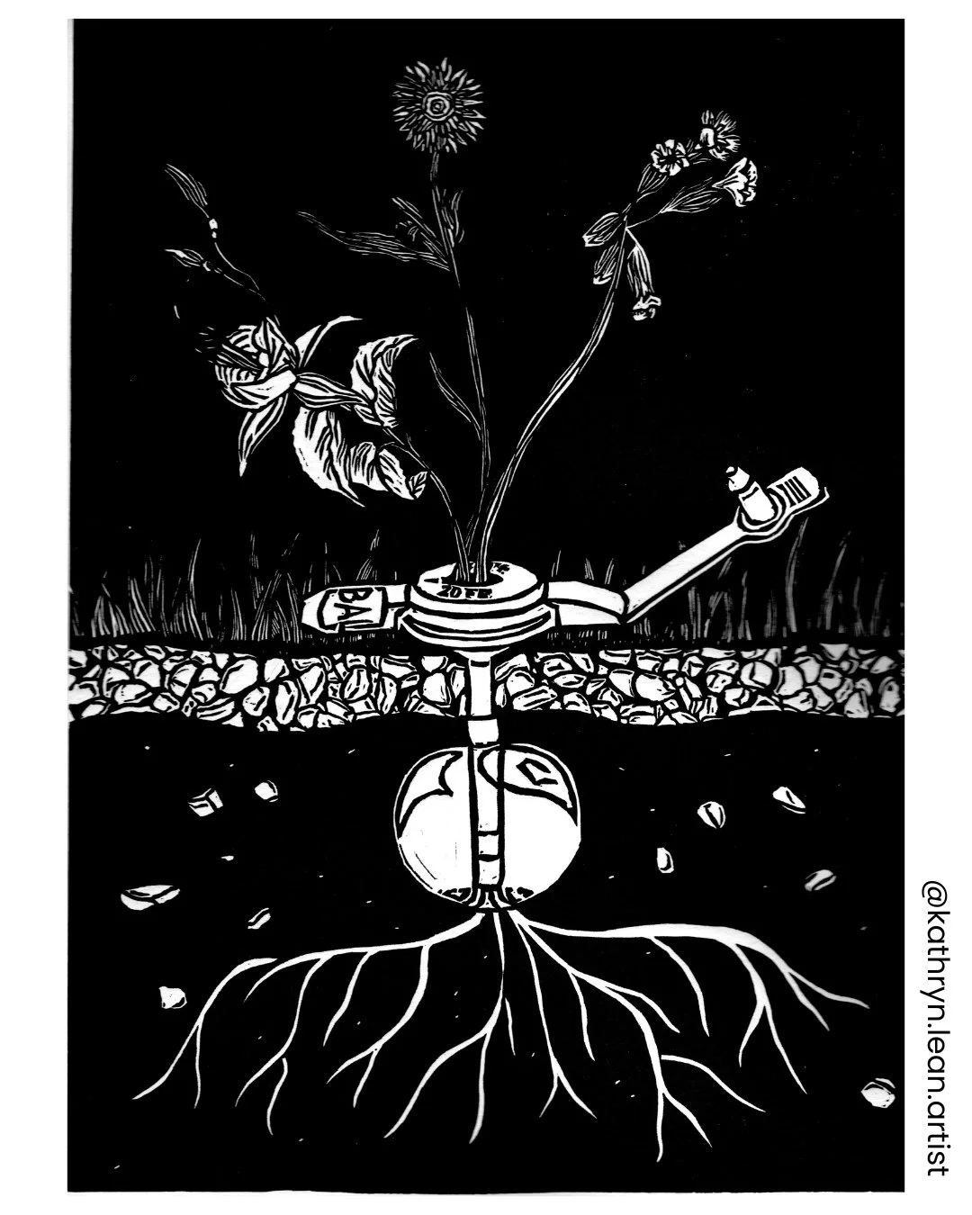 Underlying Growth, PEG Tube Insitu, Rate = Volume &divide; Time. ⁠Three linocut prints by tube-feeding artist Kathryn Lean that The Blend has been all caps THRILLED to feature and celebrate. ⁠
⁠⁠
Read our interview with @kathryn.lean.artist in Issue 