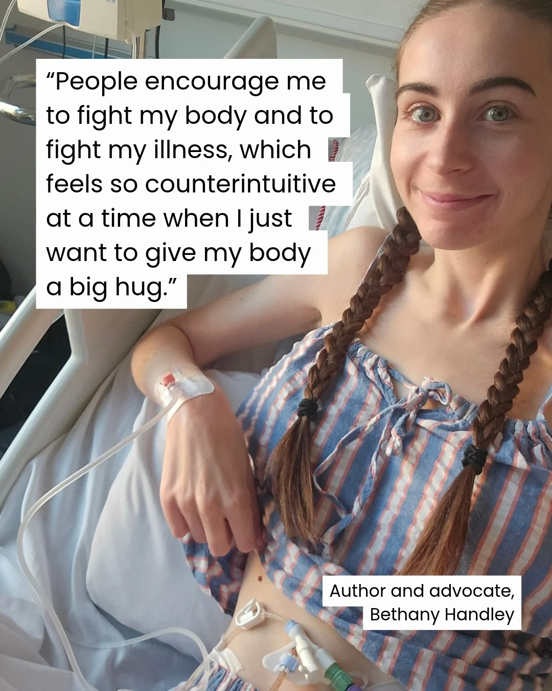 Less fighting, more hugging &ndash; how &rsquo;bout it? ⁠
⁠
Author, poet and disability advocate @bethanyhandley speaks with @haileyh_writes about creativity and chronic illness for The Blend. Link in bio.