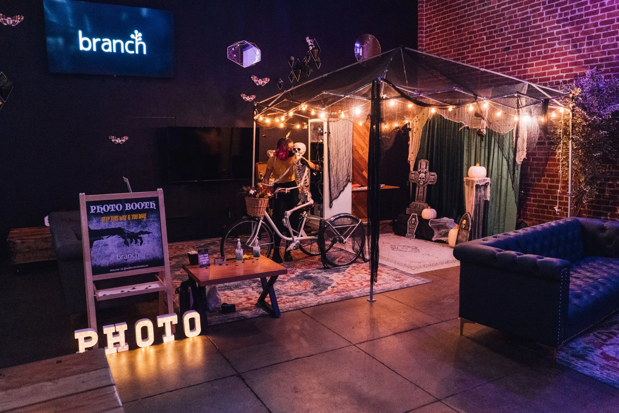 Custom photo op for company Halloween party at Guildhouse event space