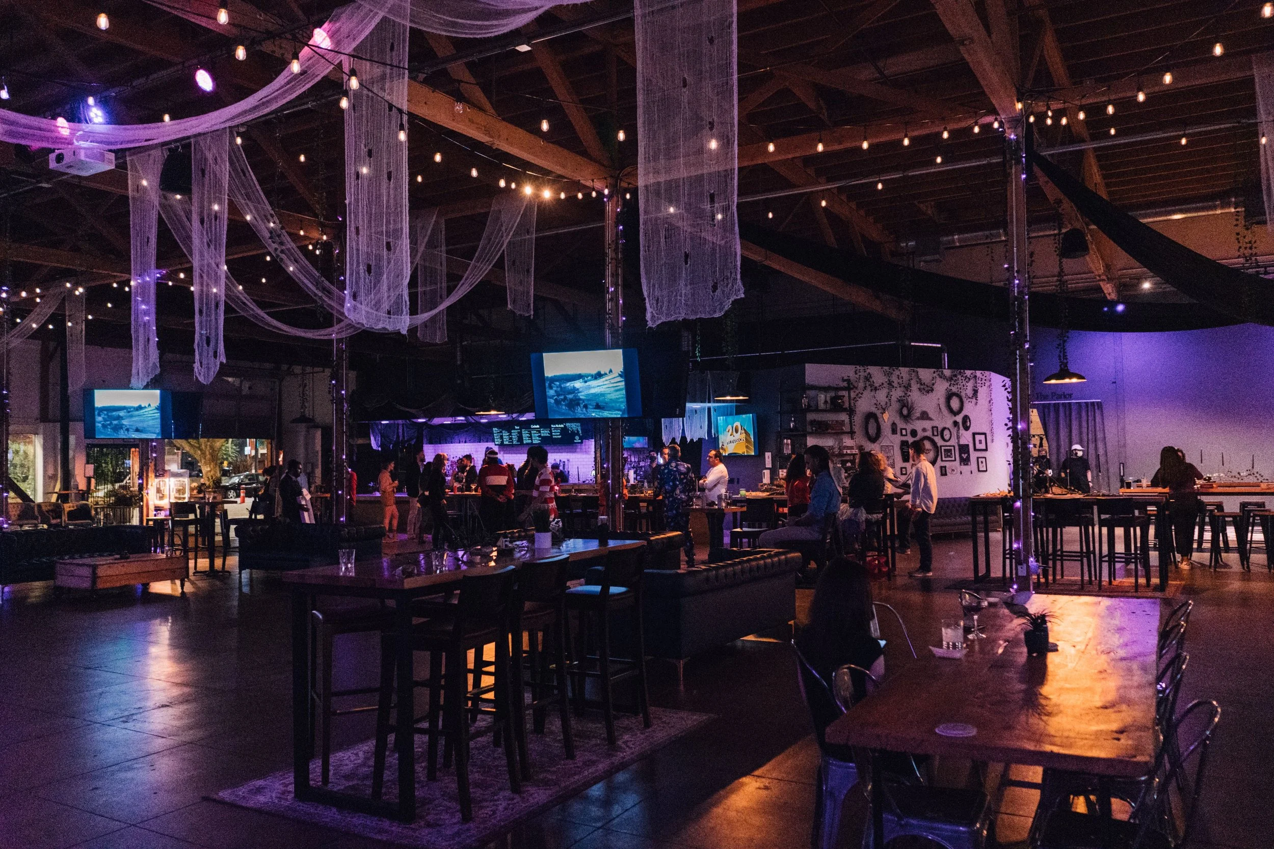 Main hall custom decorations at Guildhouse for custom Halloween event