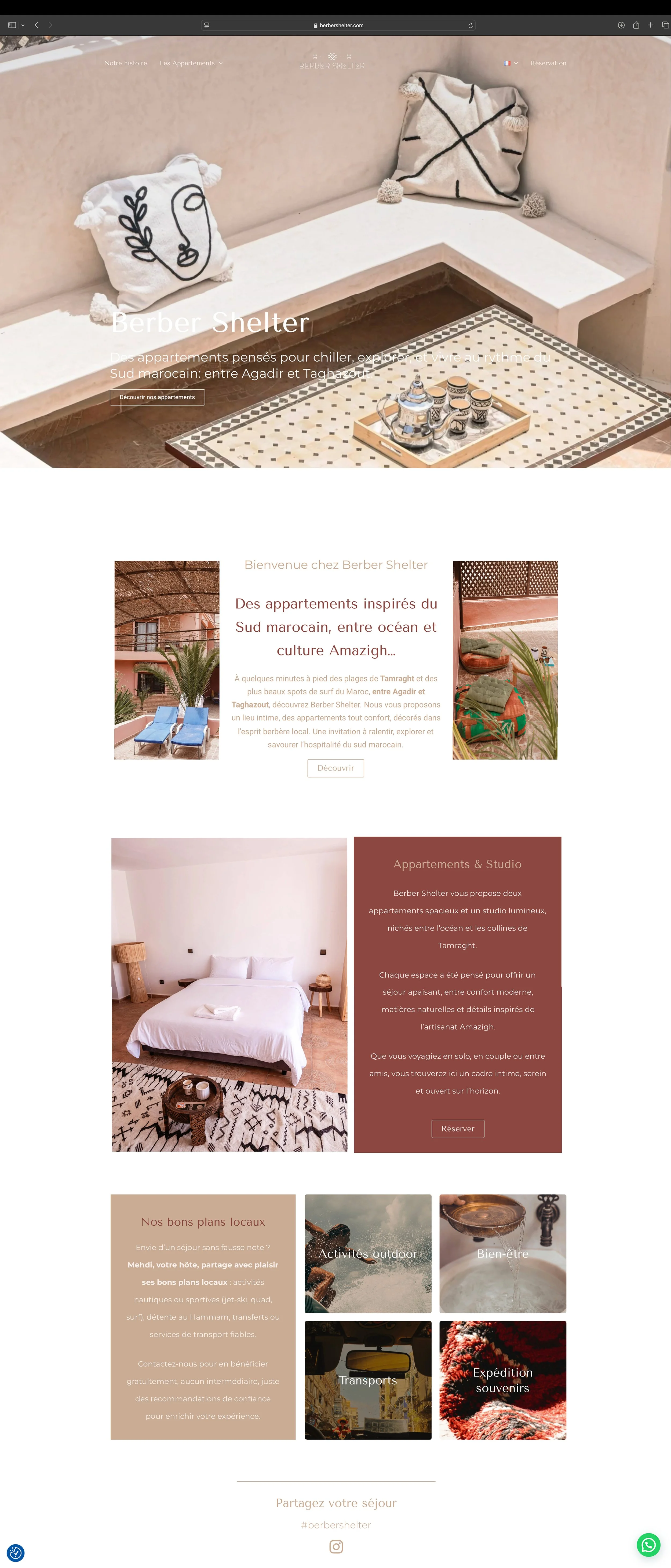 Homepage website berber shelter