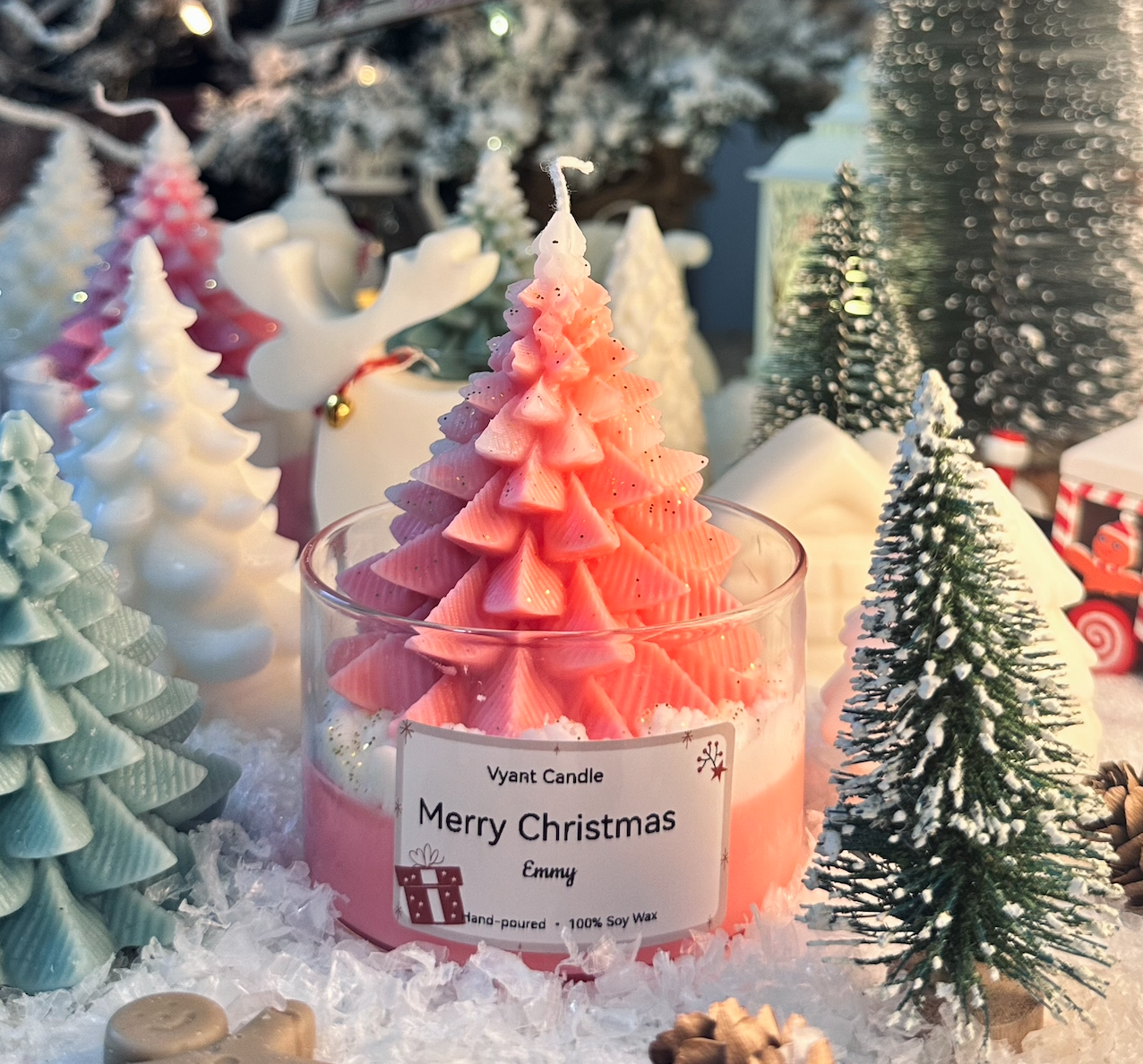 Pink Limited Xmas Candle Cup - Christmas Stories Soy Wax Candle