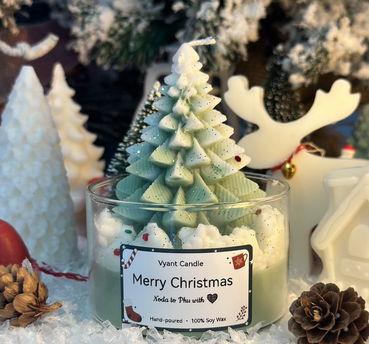 Green Limited Xmas Candle Cup - Christmas Stories Soy Wax Candle