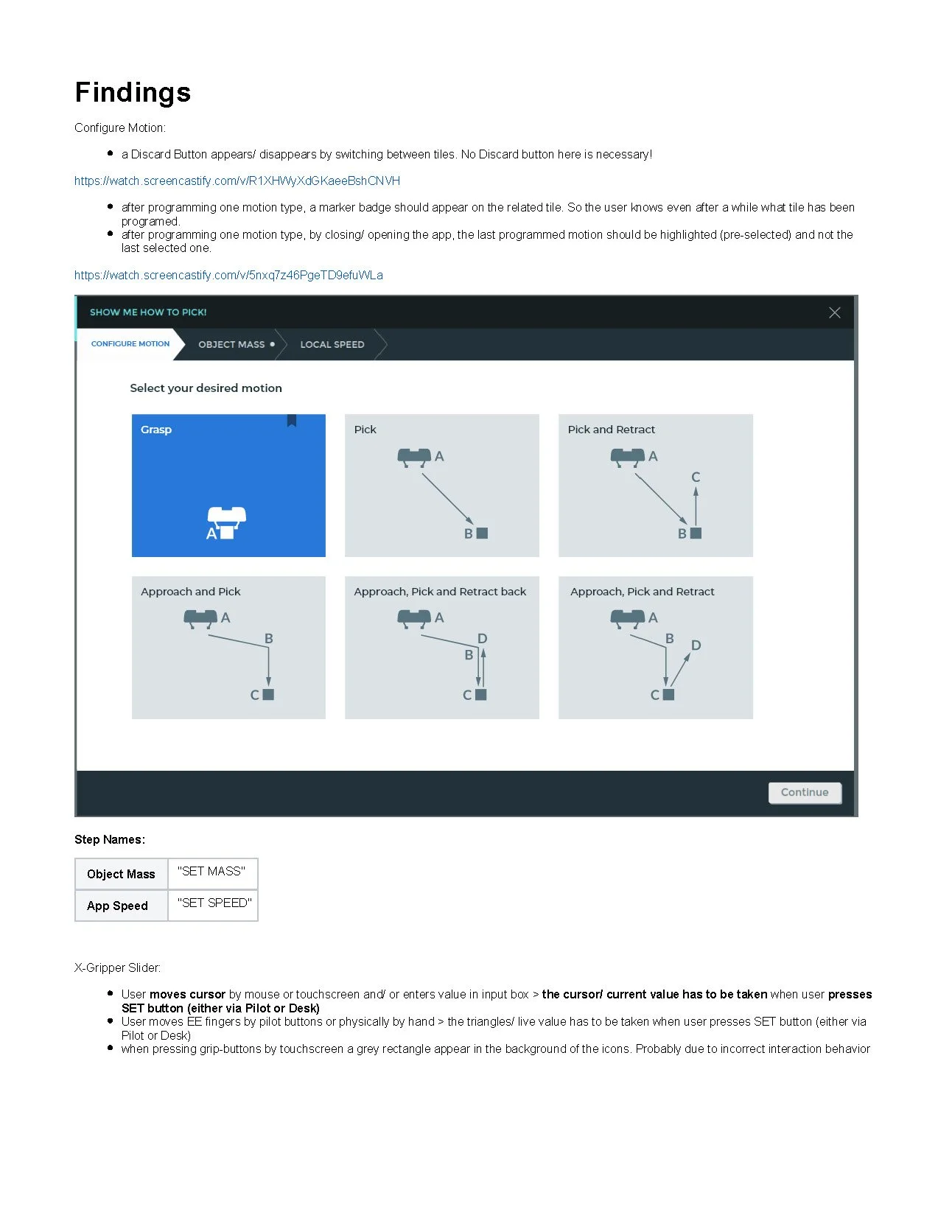 UX findings