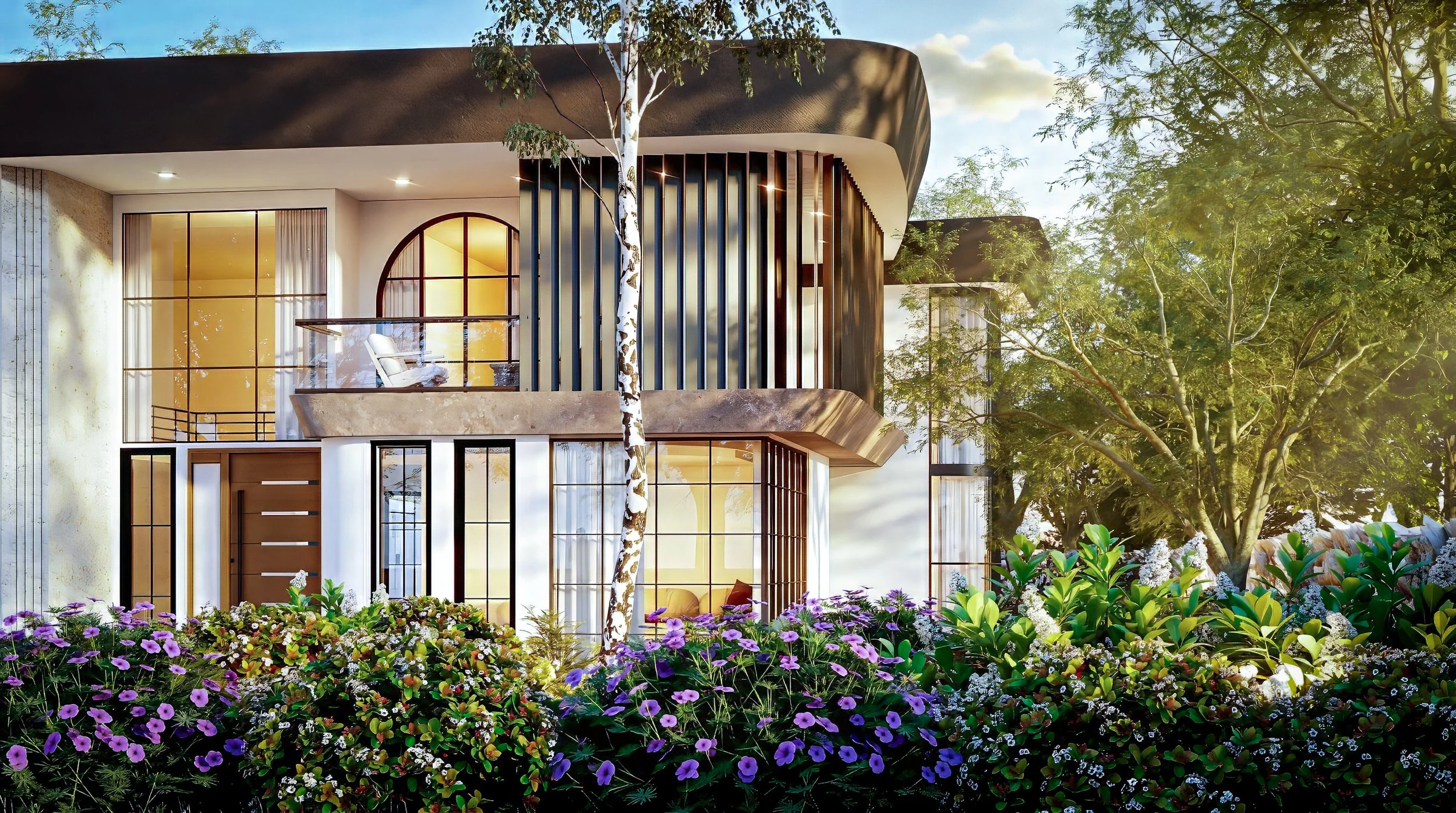 Zenith Glaze contemporary residence garden exterior with lush floral landscaping and architectural facade by Z Interior Design Sydney
