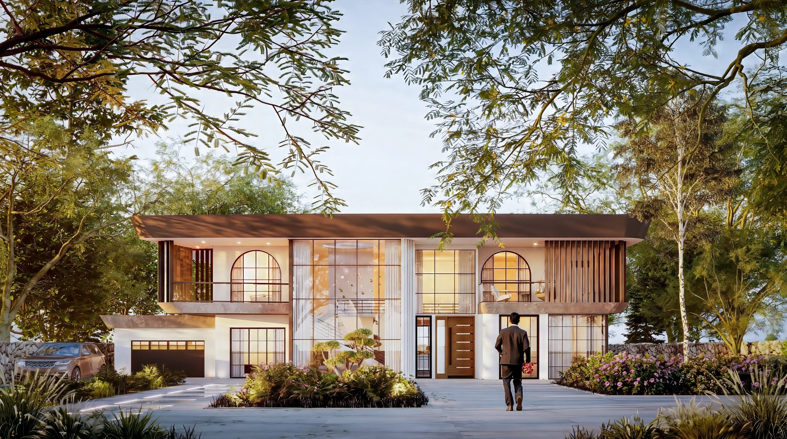 Zenith Glaze luxury residential exterior with landscaped driveway and modern architectural design by Z Interior Design Sydney