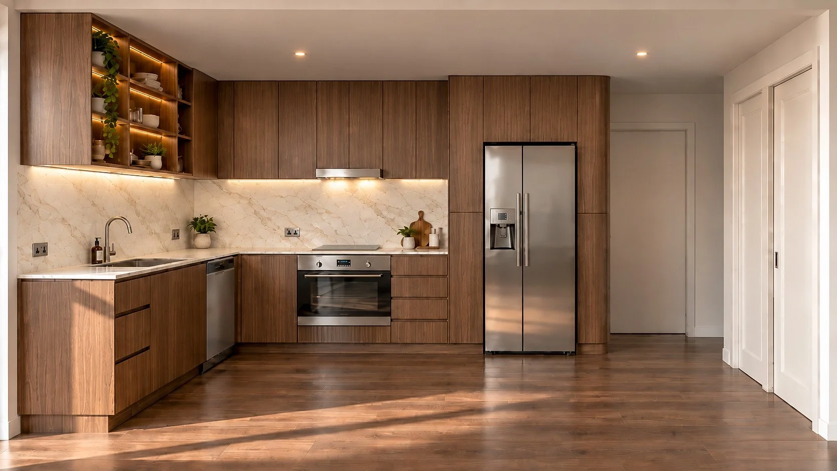 Port Kembla kitchen design option with timber cabinetry