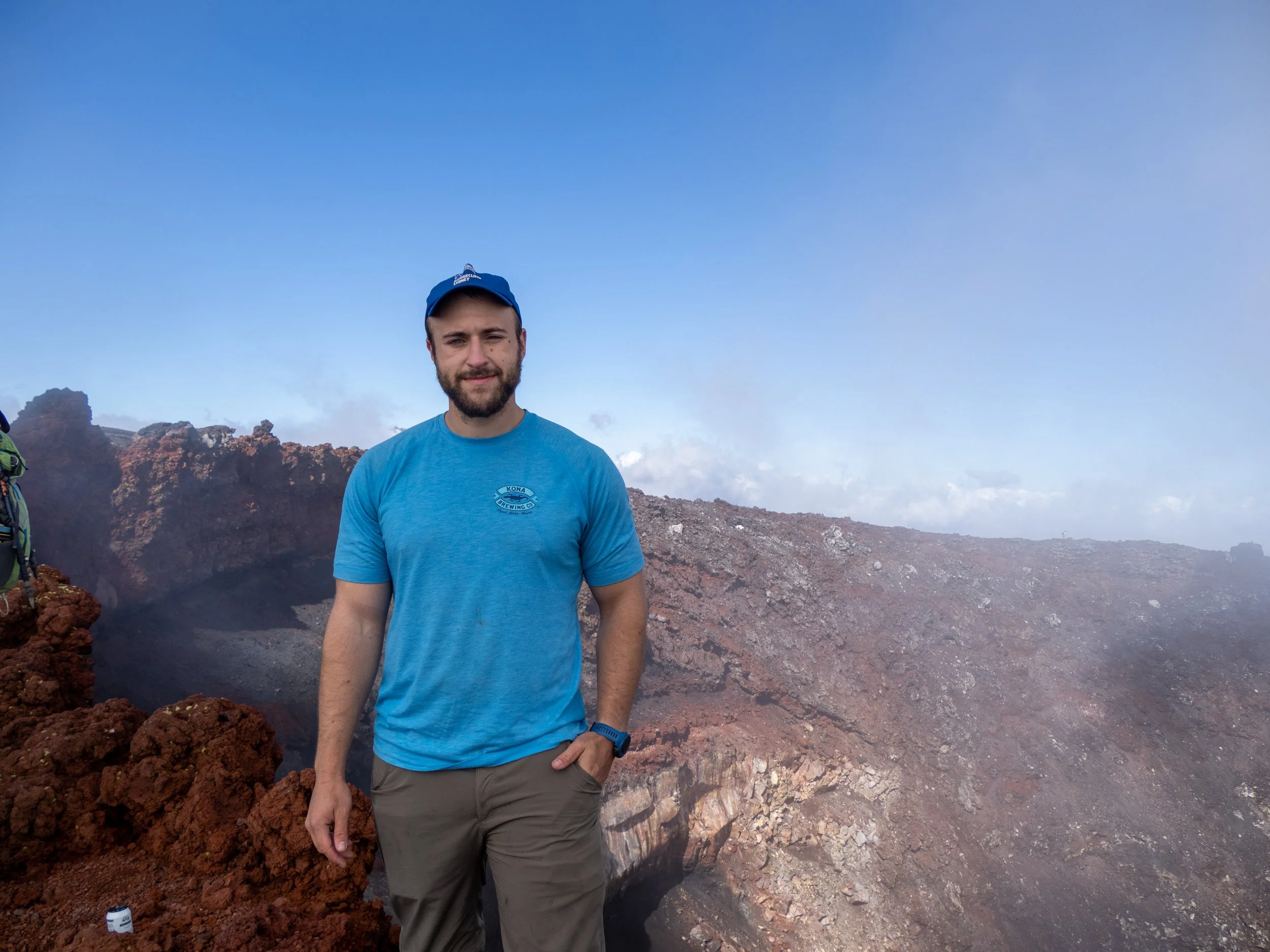 Standing on top of Mt. Doom from the Lord of the Rings.