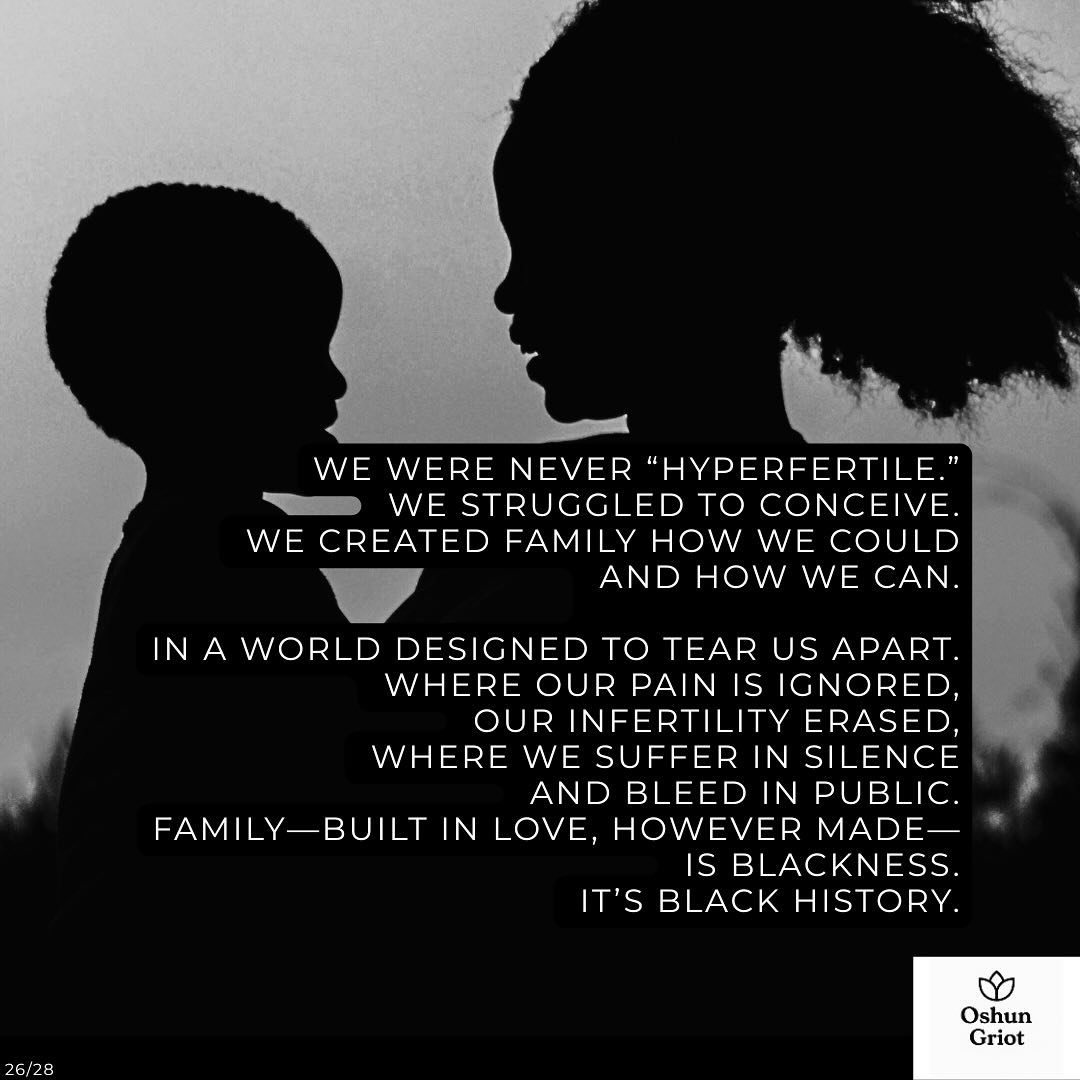 We were never what the myths said we were.
Our stories of fertility, infertility, and family have always been more complex and more human.
This is Black history.#blackhistorymonth #oshungriot #reproductivejustice