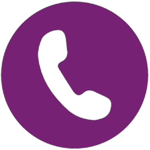 Purple circle with a black telephone handset icon in the center.