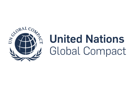 United Nations logo with a globe surrounded by olive branches and the text 'United Nations Global Compact'.