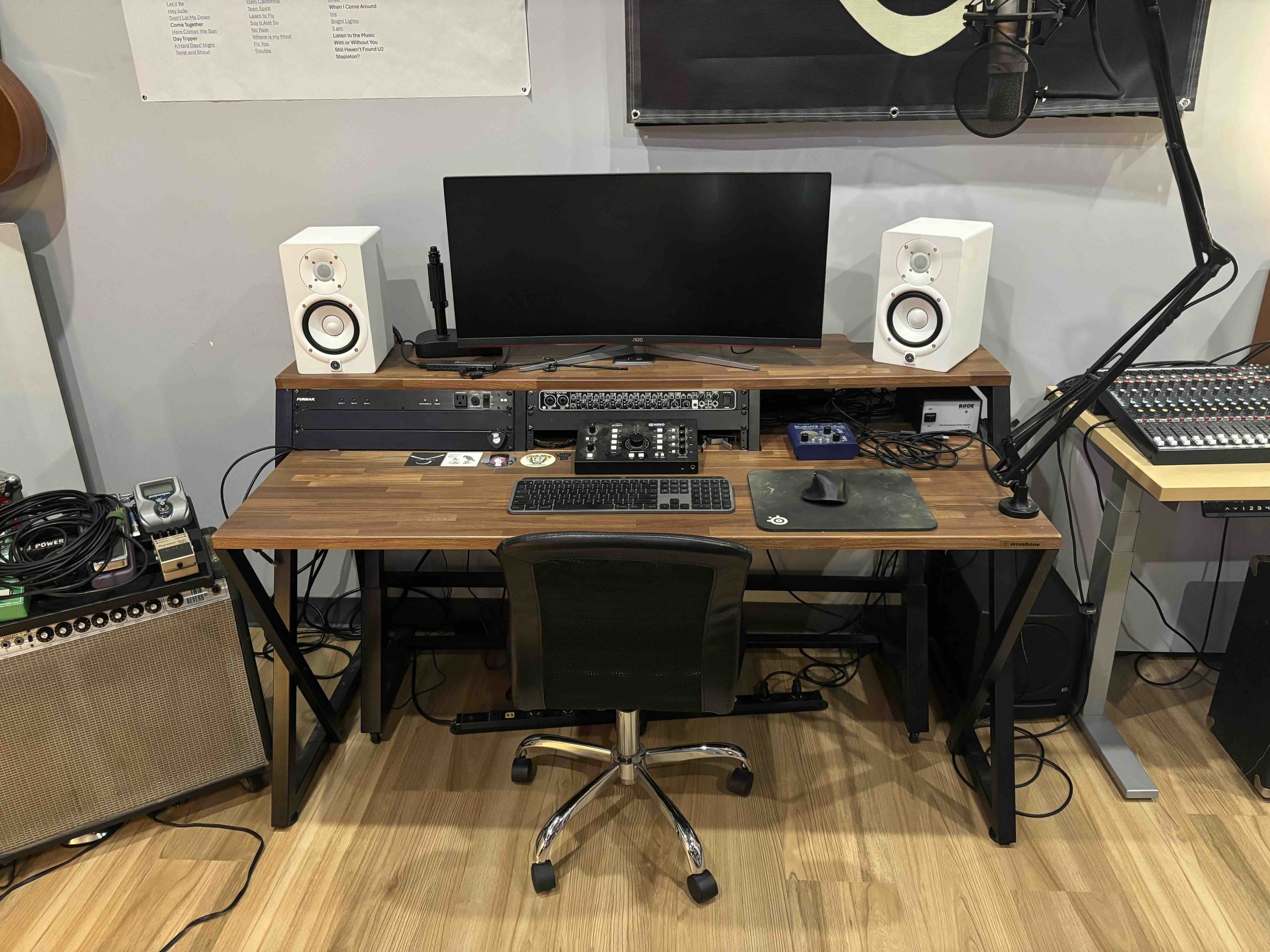 Recording studio set up with room mics (additional fee and must be approved to use it in advance)