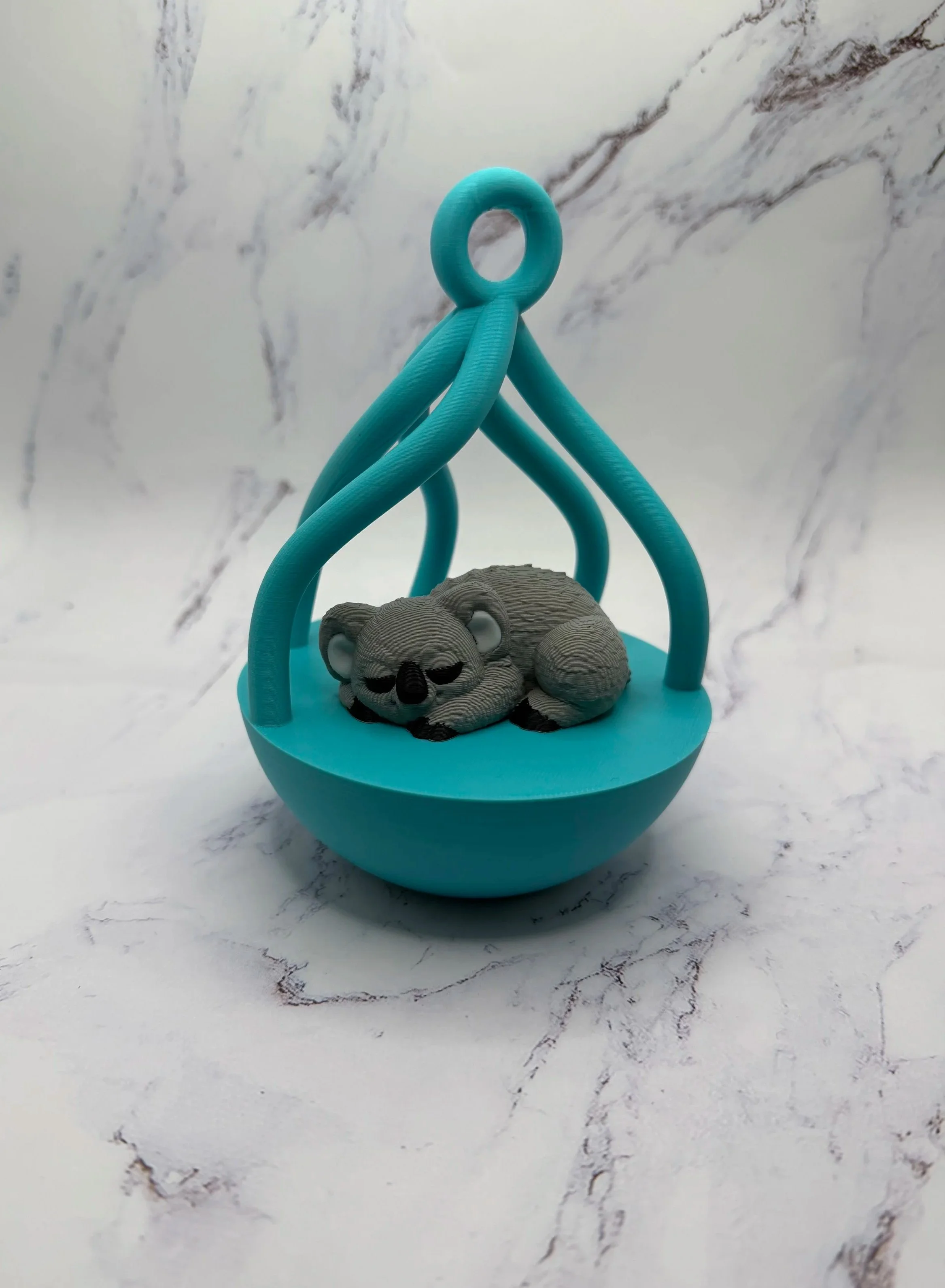 Sleeping Animal Holder with Stand - Open Back Turquoise