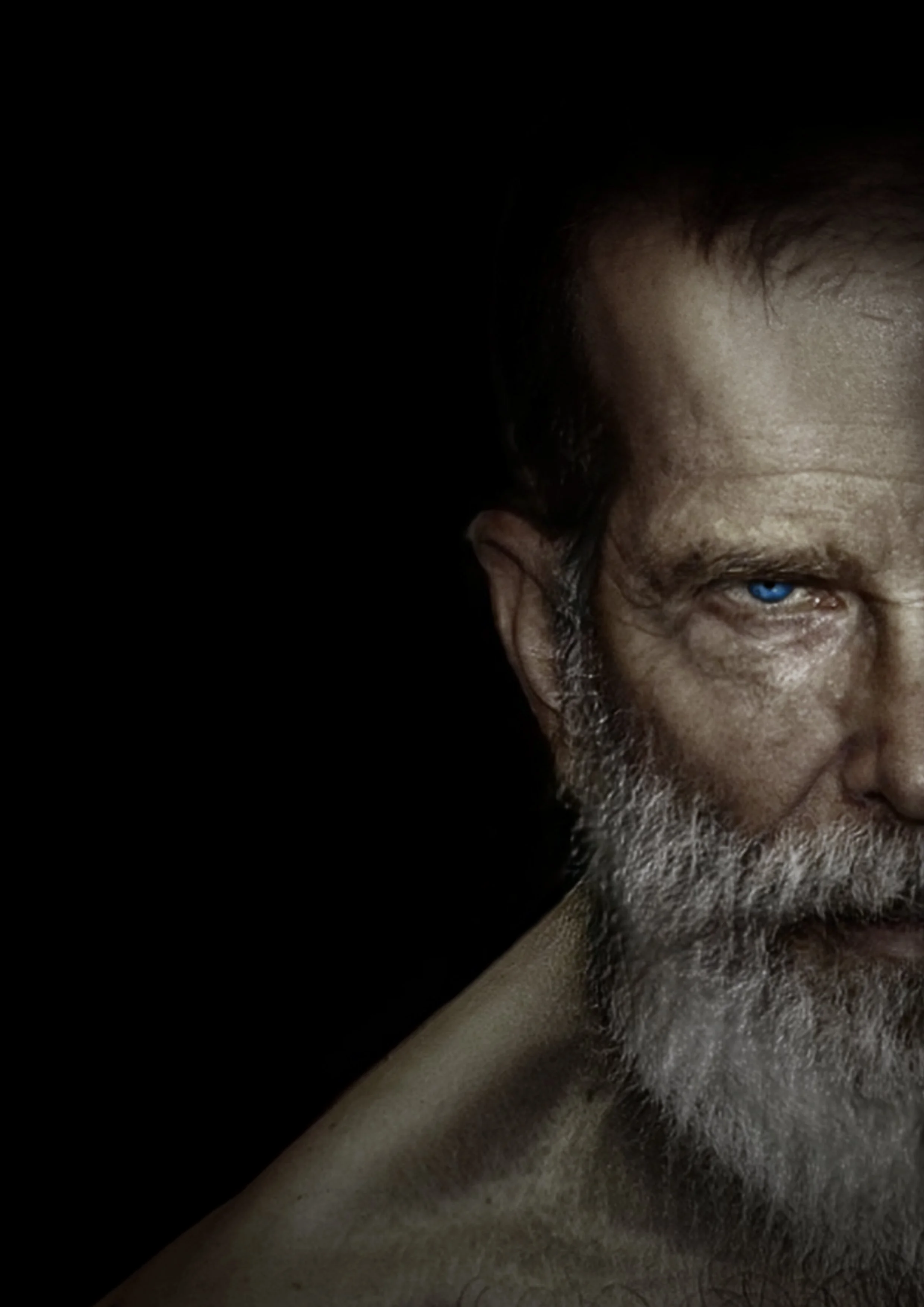 Kunstig portrett av eldre mann.