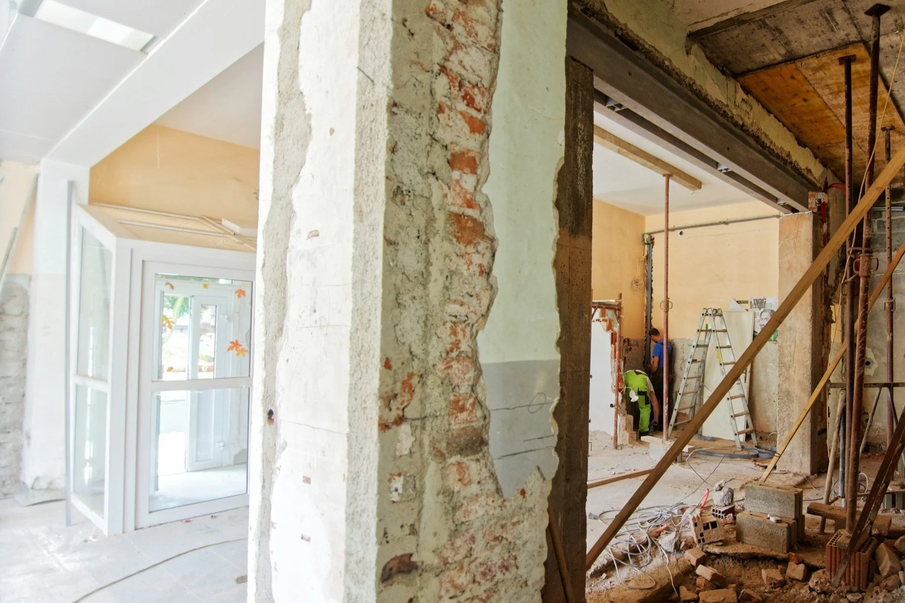 home renovation demolition exposed frame construction