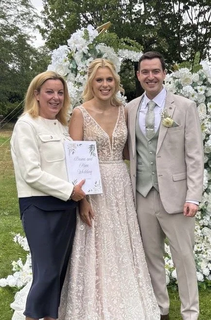 Personalised wedding ceremony overlooking the grounds of Denham Mount Hotel Buckinghamshire