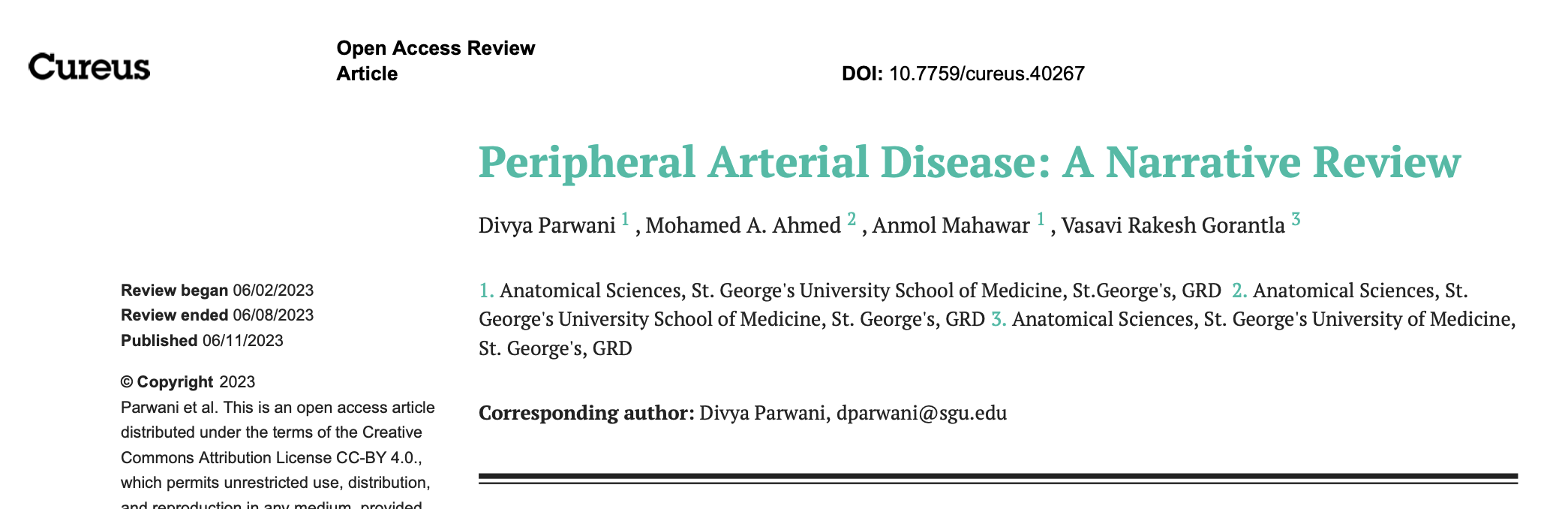 Peripheral Artery Disease: Review