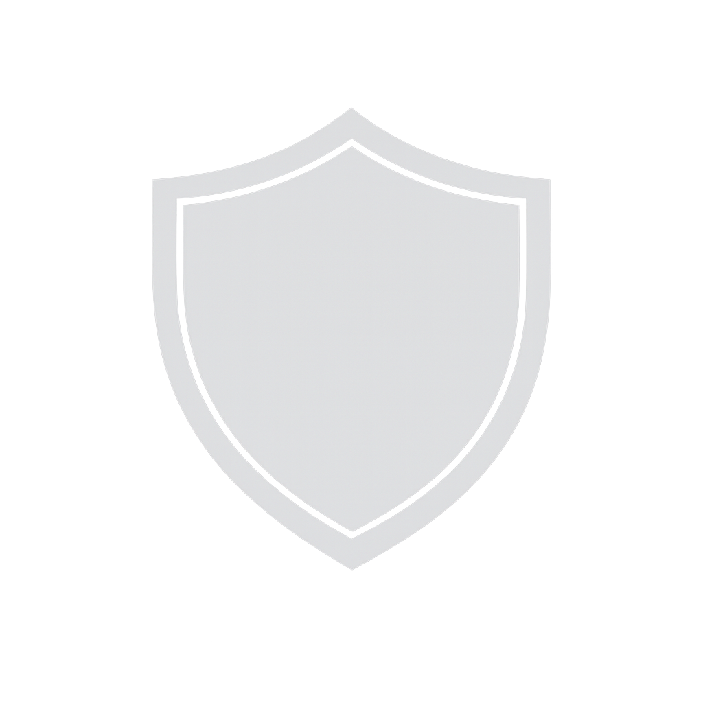 Gray shield icon with black outline on a black background