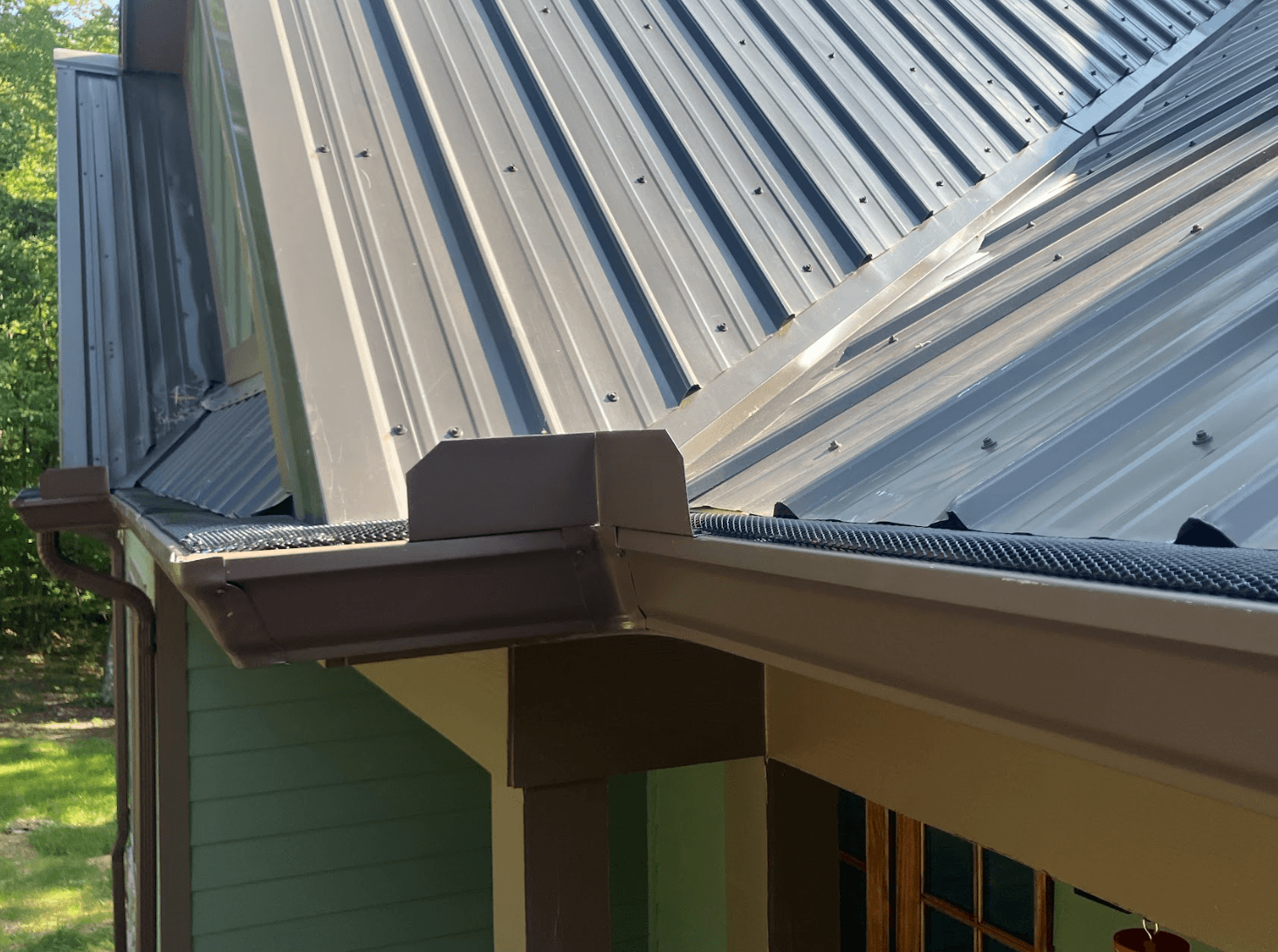 Close-up of gutter guard system installed on a home in Chattanooga, TN to prevent leaves and debris buildup