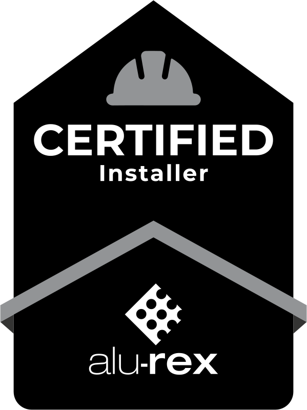 Official Alu-Rex Certified Installer badge for professional gutter guard and seamless gutter systems in Tennessee.