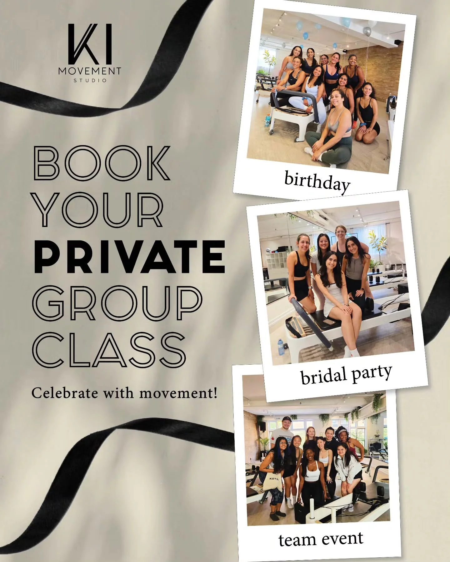 ✨ Private Group Reformer Classes — because movement is better together! ✨
Planning a birthday, team event, or just want a fun sweat session with your friends? Our Private Group Classes are the perfect way to move, laugh, an