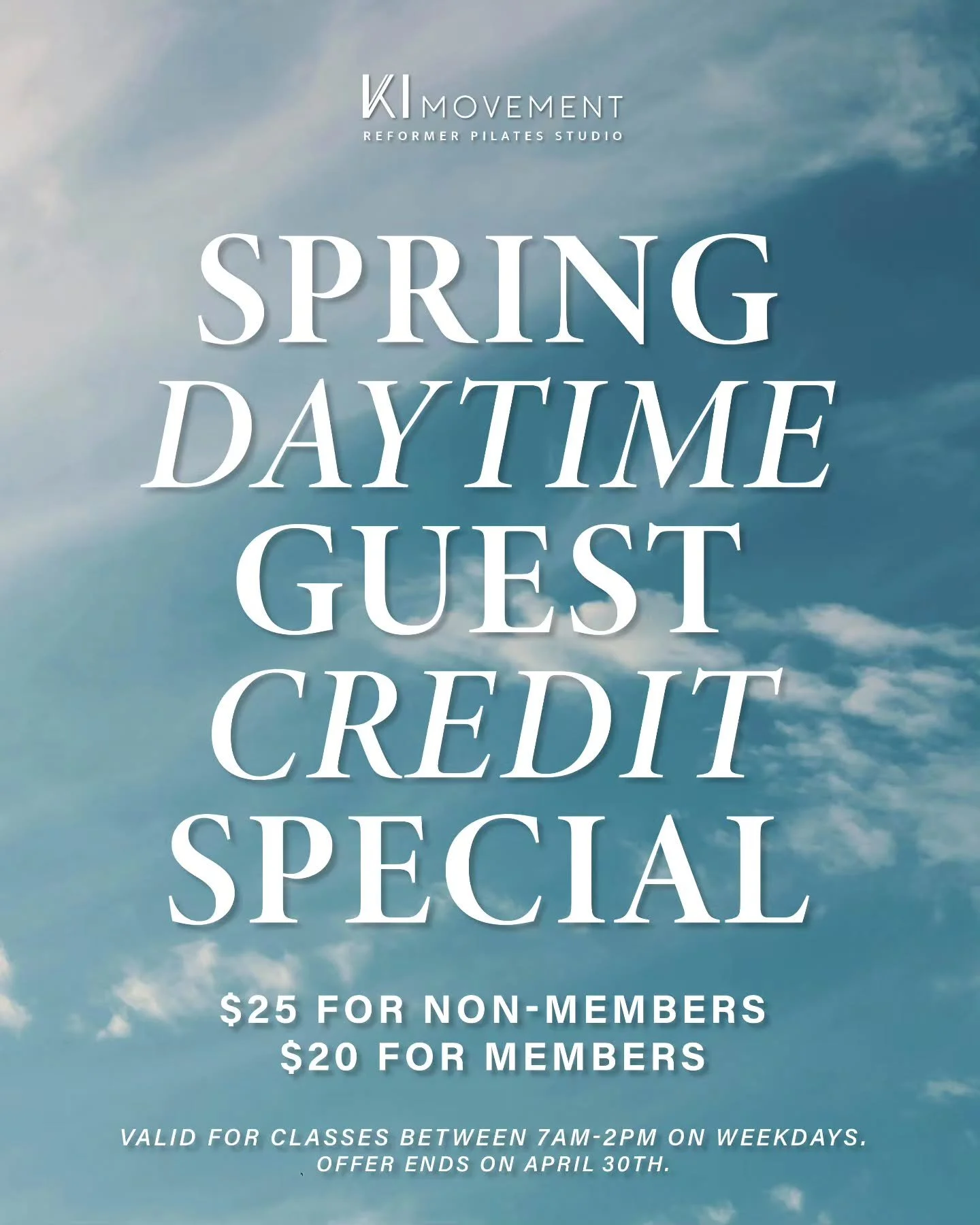 Spring is better together 🌸🌱

Our Spring Daytime Guest Credit Special is here,
the perfect excuse to bring a friend and share your favourite class

$25 for non-members
$20 for members

Valid for weekday classes between 7am and 2pm
Offer ends April 