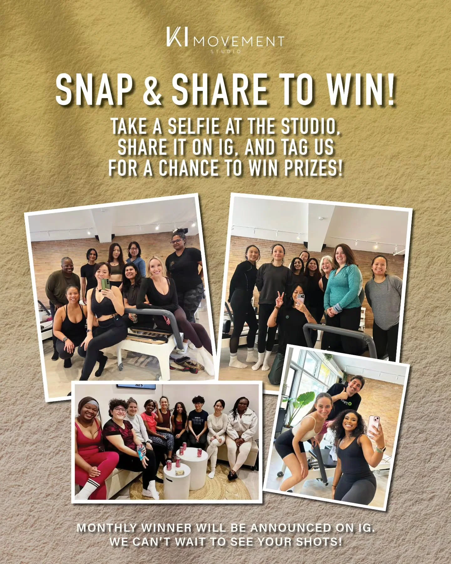 Take a selfie at the studio, share it on&nbsp;Instagram, and tag us for a chance to win prizes ✨

Get creative&hellip; mirror moments, post-class glow, your fave reformer spot, or a snap with your favourite instructors 💛

Monthly winner will be anno