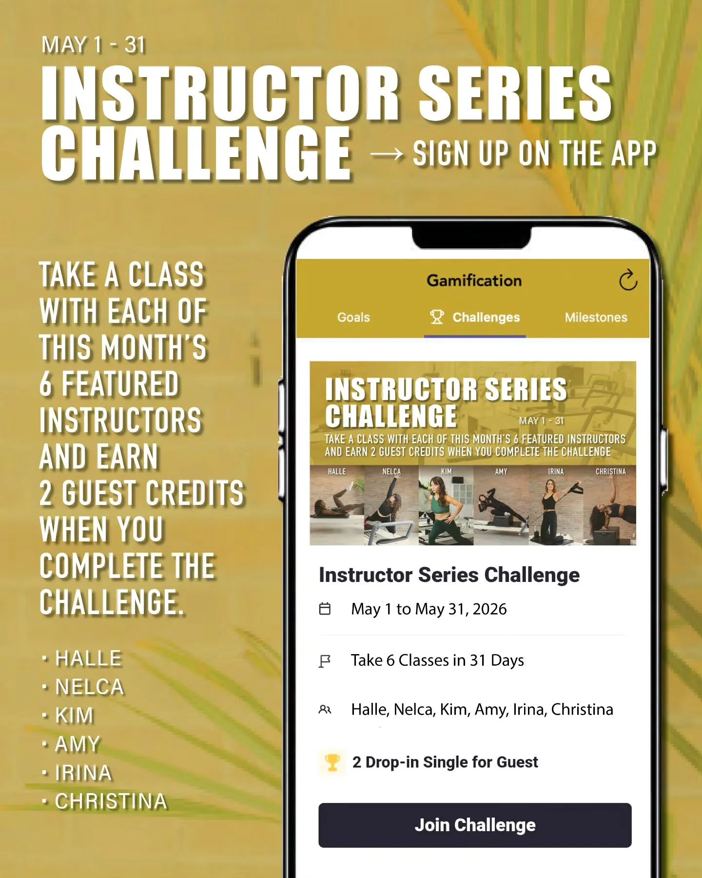 Part 2 of our Instructor Series Challenge is here ✨

Move with all 6 of this month&rsquo;s featured instructors and earn 2 guest credits once you complete it 🎉

It&rsquo;s the perfect way to shake up your routine, discover new styles, and challenge 