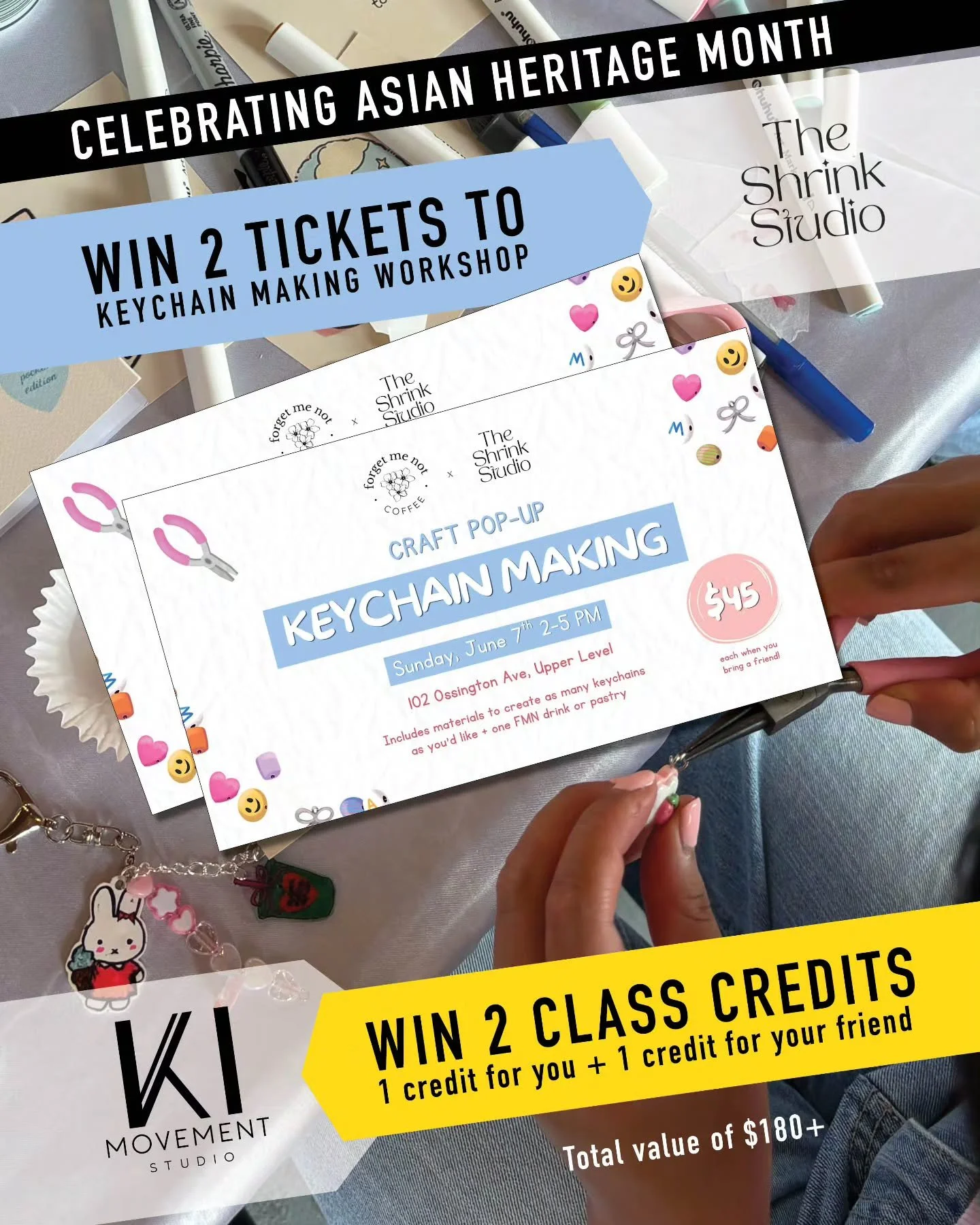 To continue celebrating Asian Heritage Month, we&rsquo;re so excited to partner with another amazing Asian-owned small business, @theshrinkstudio ✨

WIN:
&bull; A pair of tickets to @theshrinkstudio&rsquo;s Keychain Making Workshop on June 7&nbsp;hos