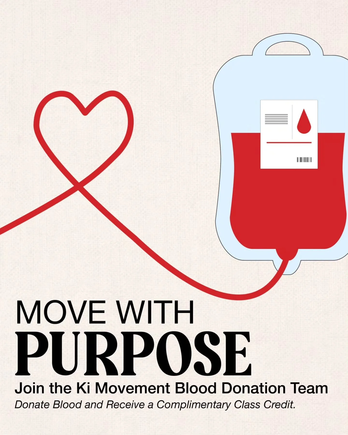 Movement doesn't stop when class ends.

We're excited to launch the Ki Movement Blood Donation Team ❤️

Blood donations are needed every day, and together we have an opportunity to make a meaningful impact in our community.

Join our team, donate blo
