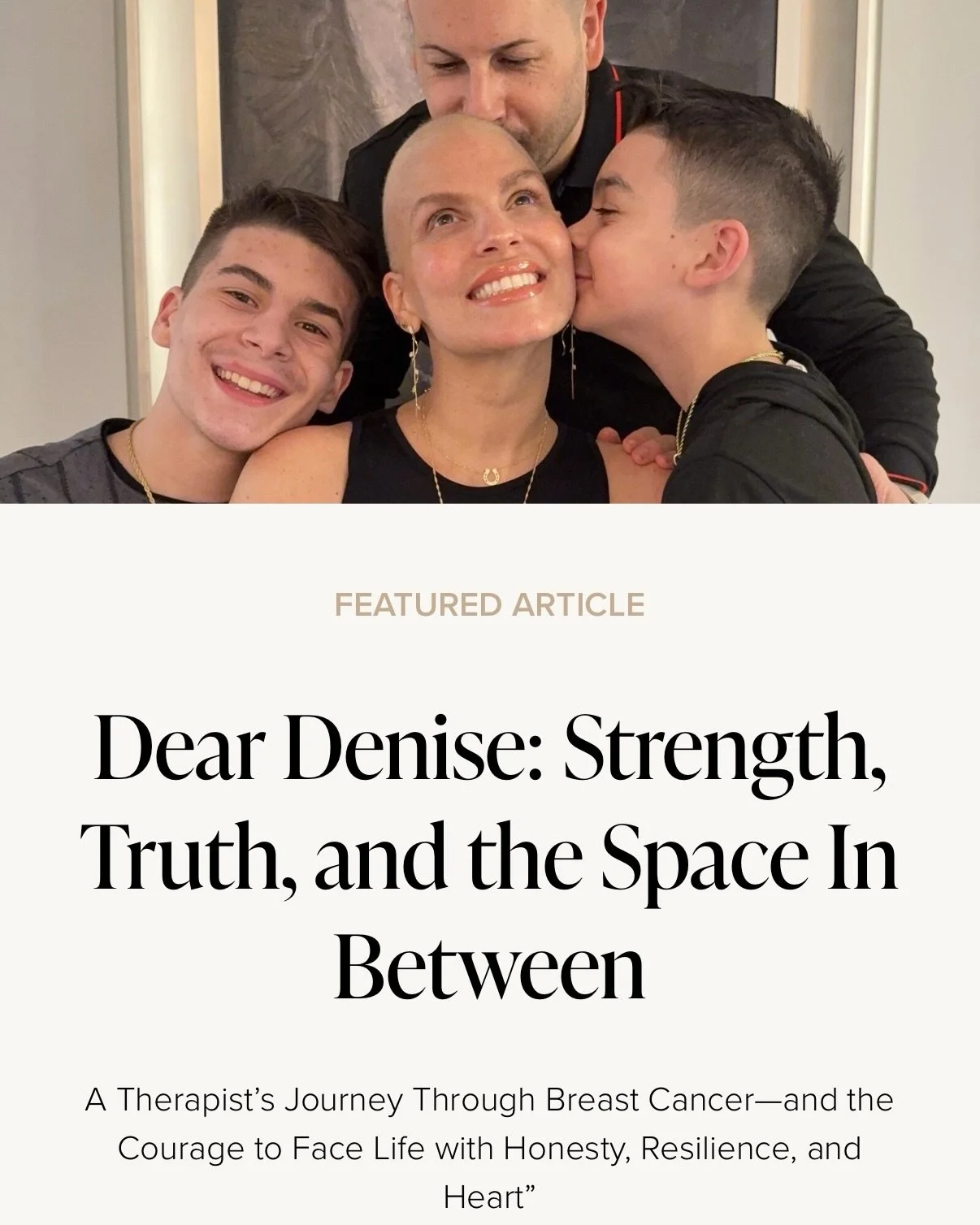 &ldquo;Dear Denise&rdquo; Column Launch for @ridgefieldlifestylemagazine

Denise shares her journey about strength, truth, and the space in between. We encourage you to submit your questions about parenting, anxiety, relationships, identity, overwhel
