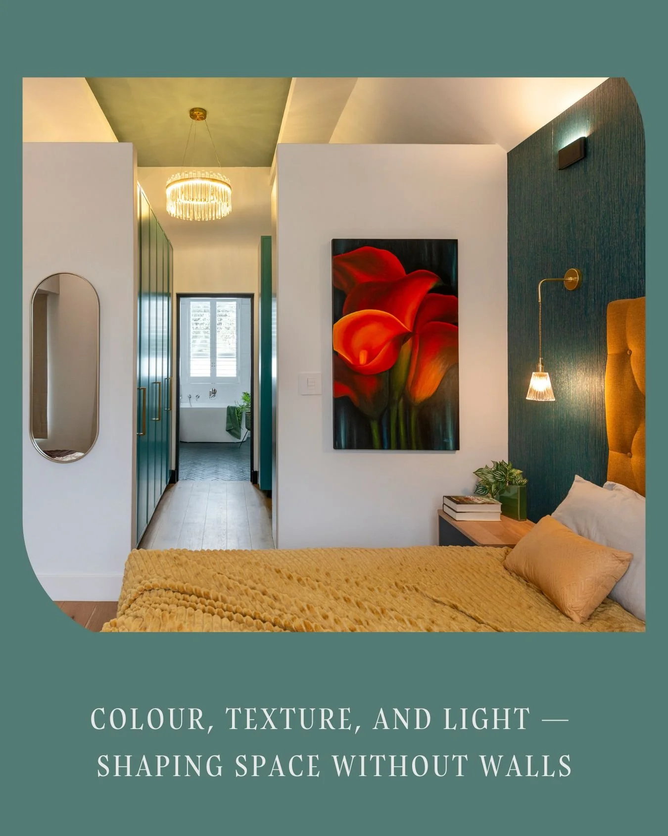 Light, colour, and texture &mdash; the true artists of this home. ✨

Instead of walls, we&rsquo;ve used natural light, crafted surfaces, and material shifts to gently shape the flow between bedroom, dressing room, and bathroom. Each space holds its o