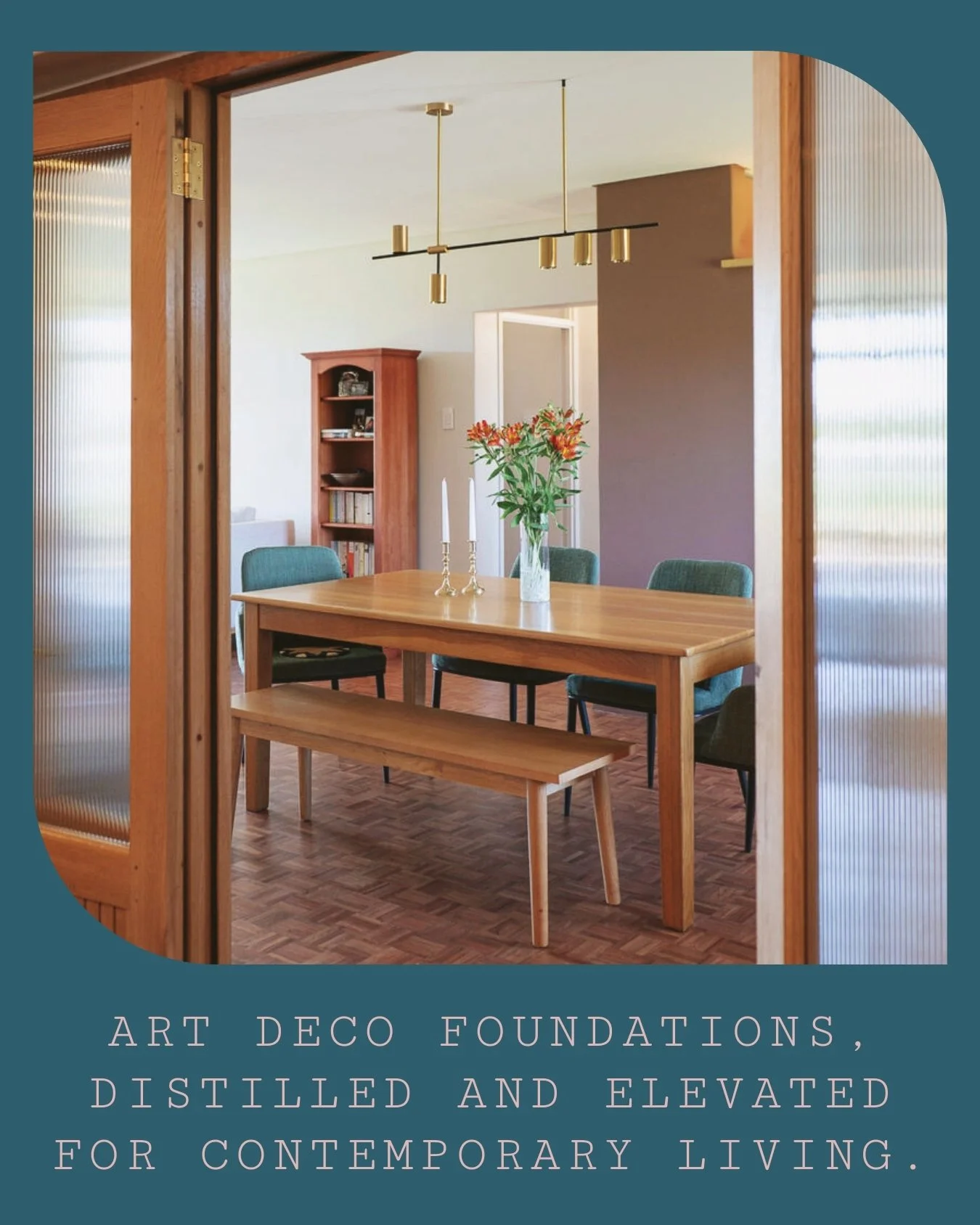 Art Deco foundations, distilled and elevated for contemporary living.

Rather than replicate the language of the original building, the intervention works in dialogue with it &mdash; retaining proportion, rhythm, and solidity while refining the spati