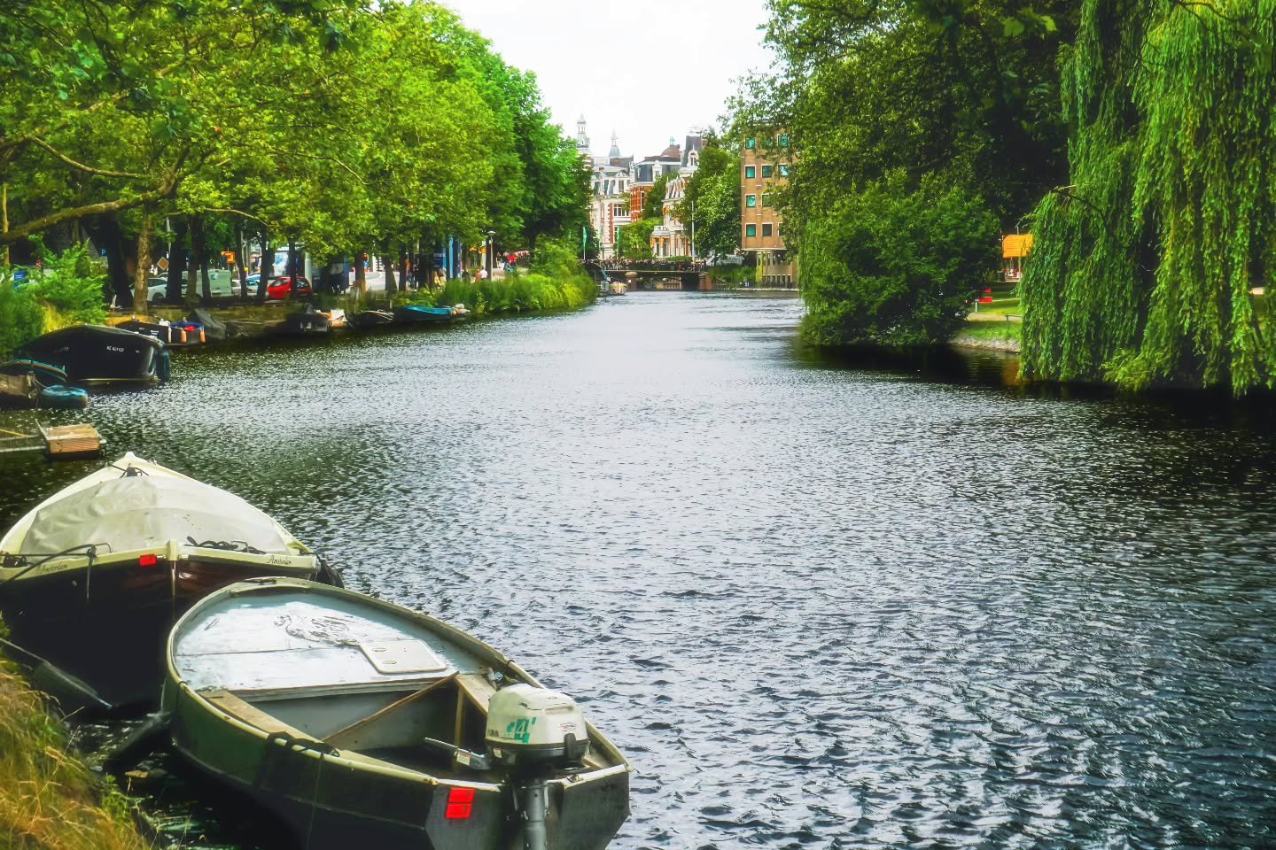 Oh, the lushness, of this Amsterdam canal. 
#TheulePics #canal #Amsterdam  #netherlands🇳🇱 #travel